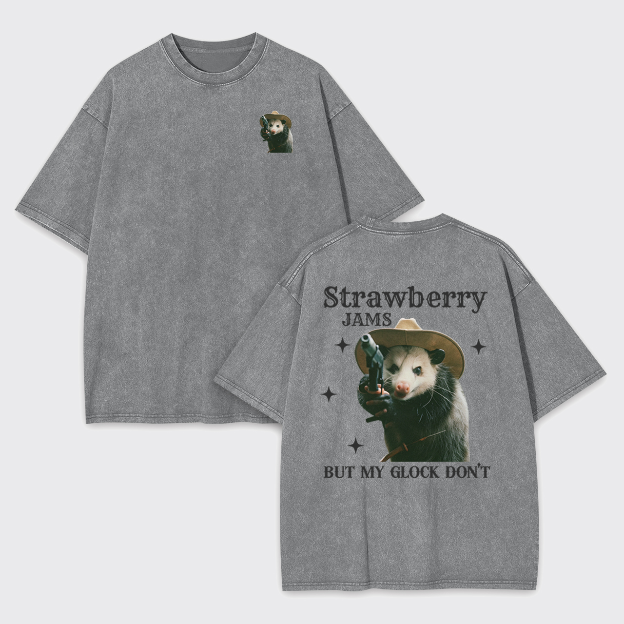 Cowboy Possum-Strawberry Jams But My Glock Don't Garment-dye Tees
