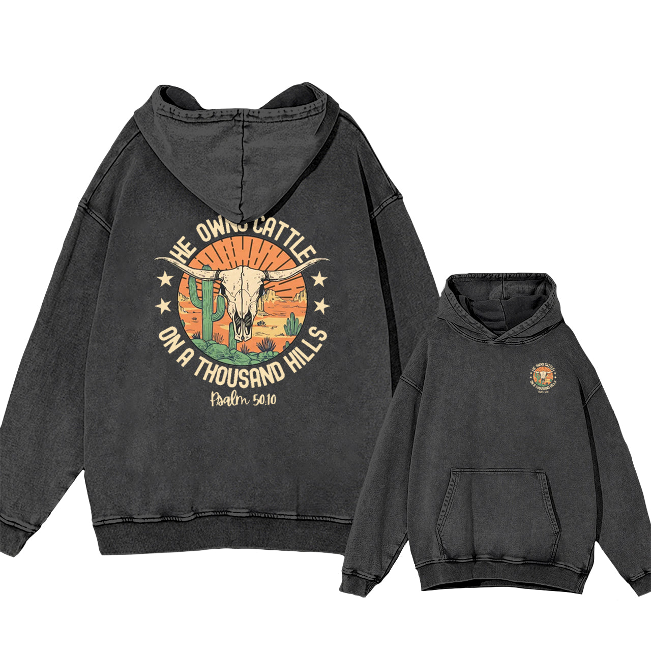 Boho Western Christian Cowboy Garment-Dye Hoodies