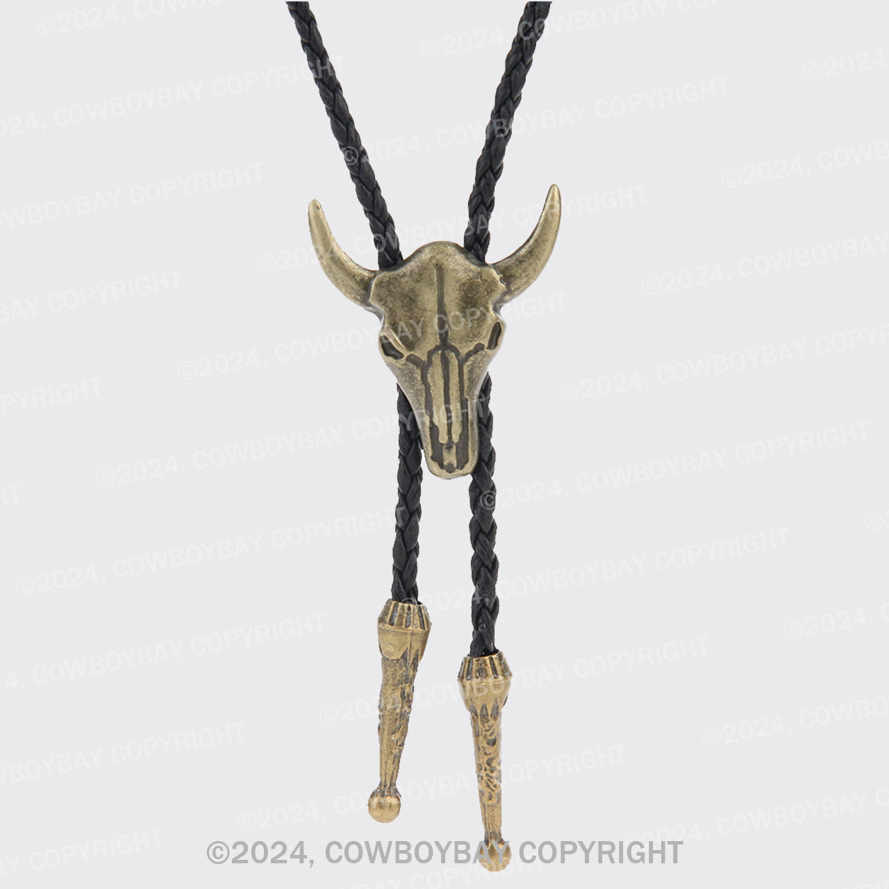 Vintage Tether Western Bull Head Necklace
