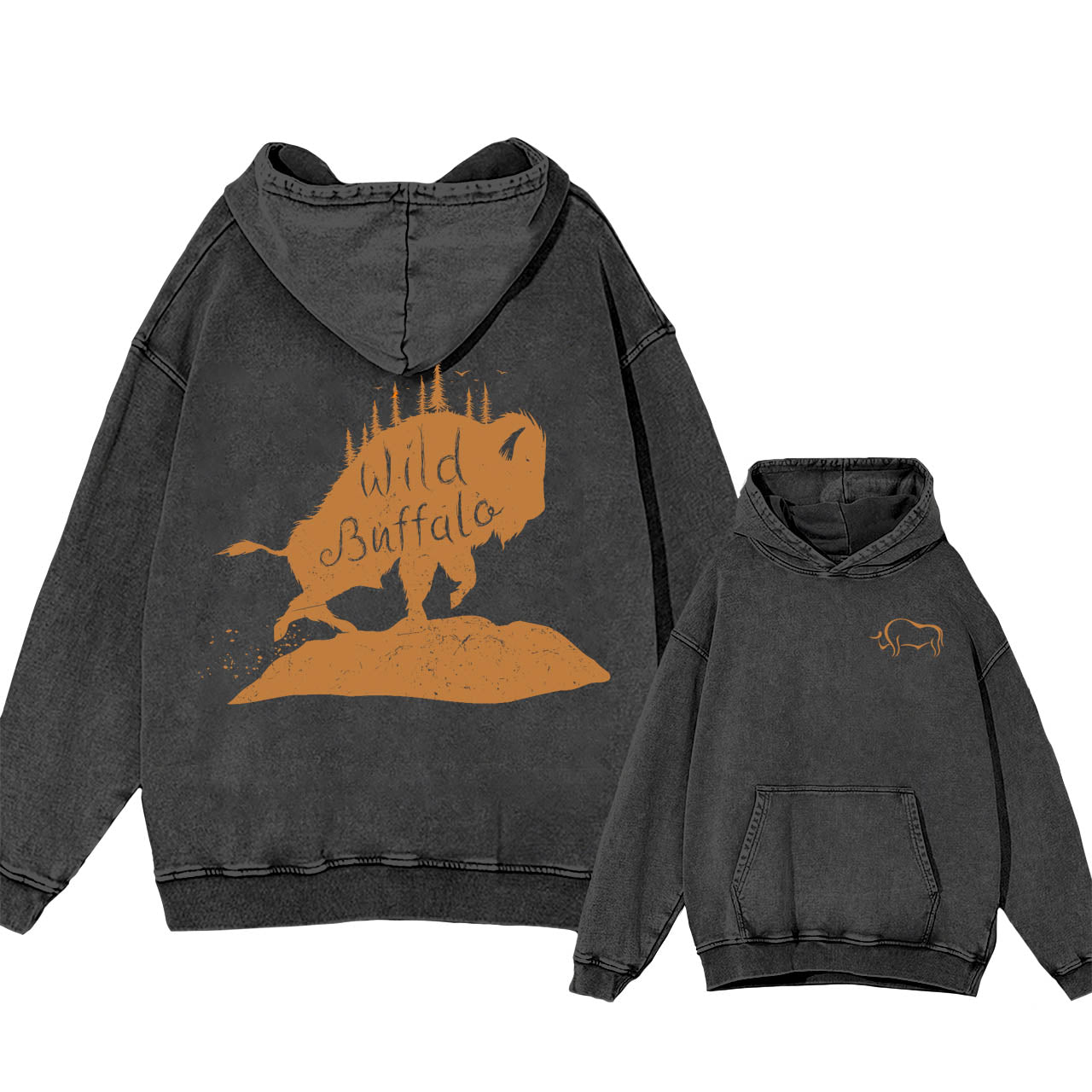 Wild Buffalo Forest Garment-Dye Hoodies