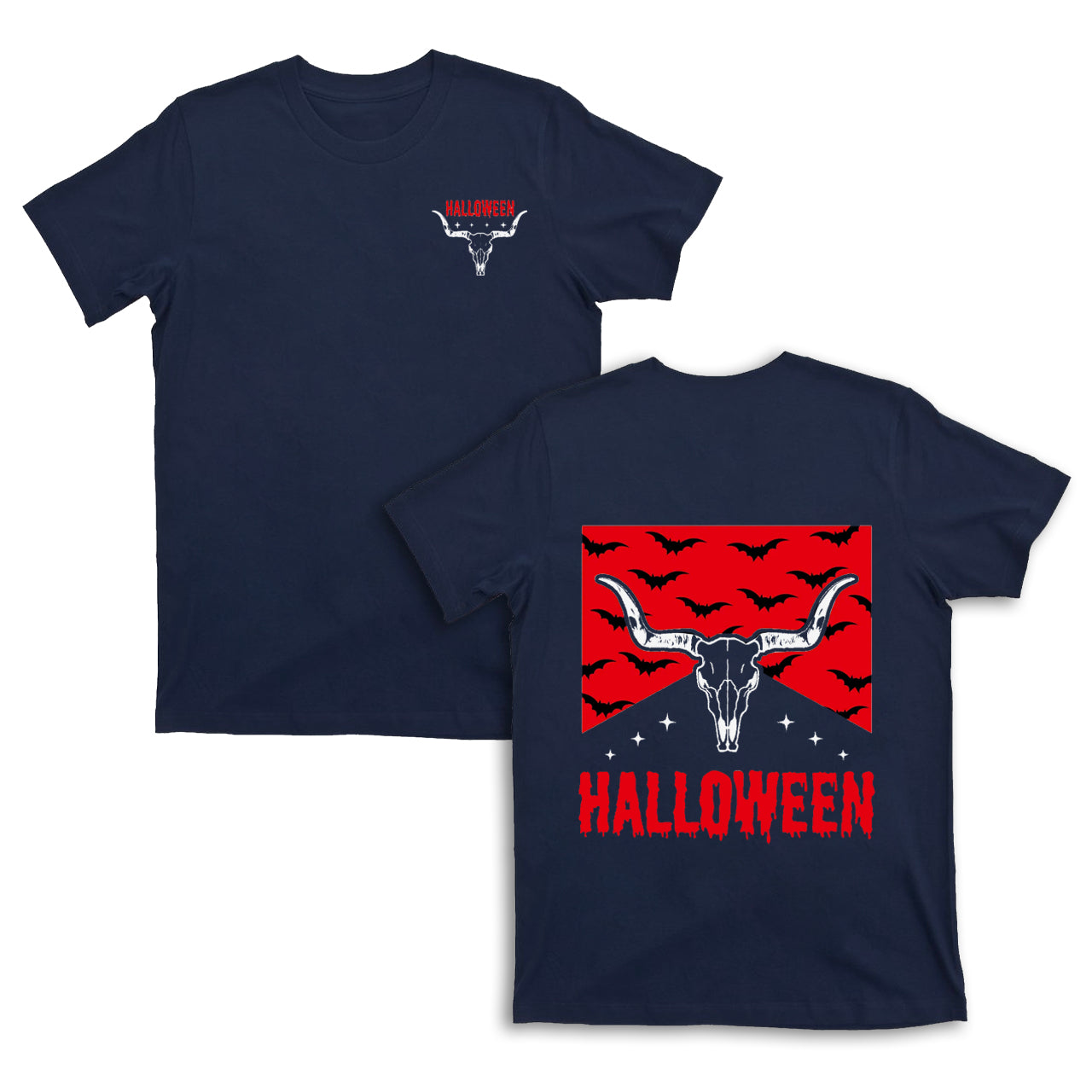 Halloween bat Cowboy double sided printing T-Shirts