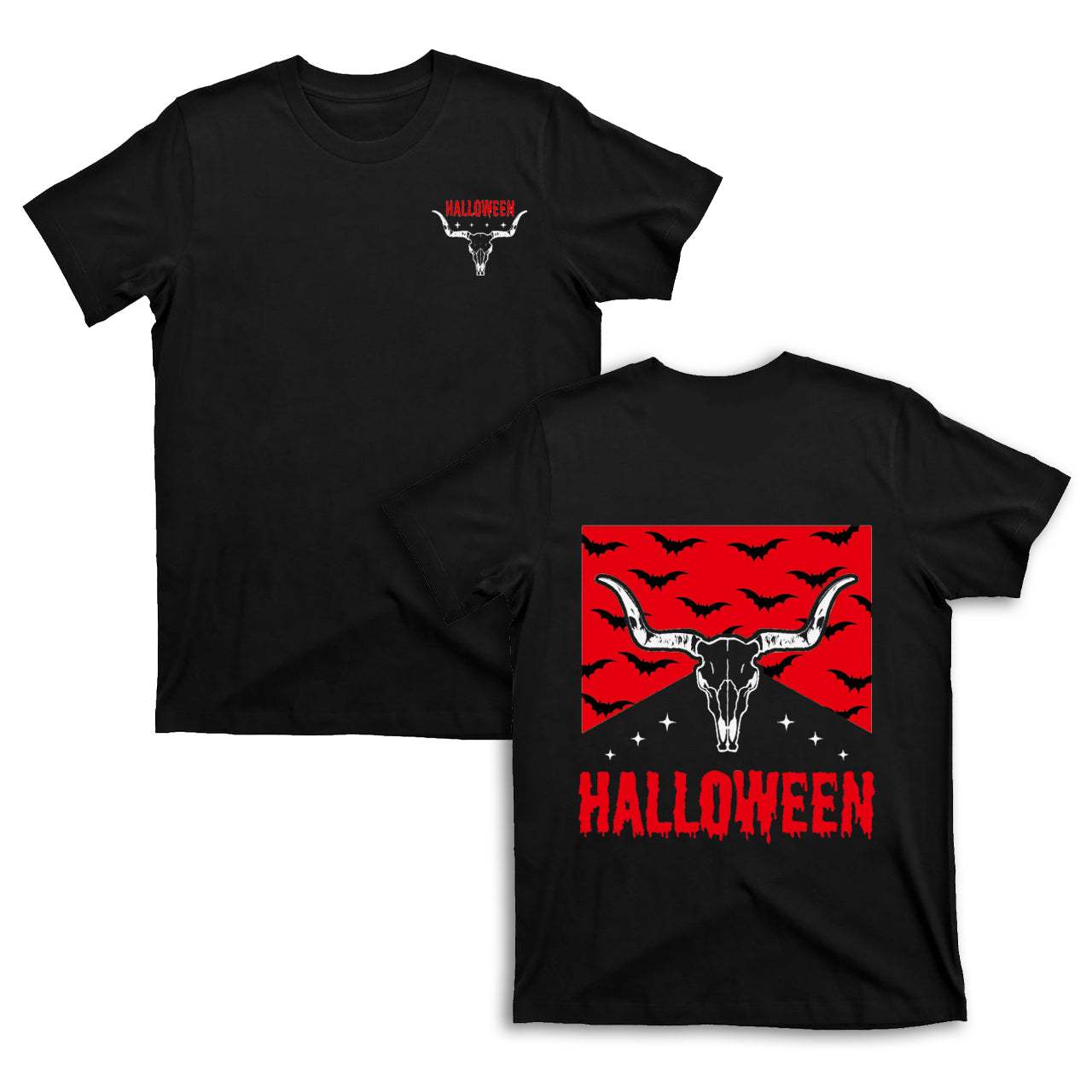 Halloween bat Cowboy double sided printing T-Shirts