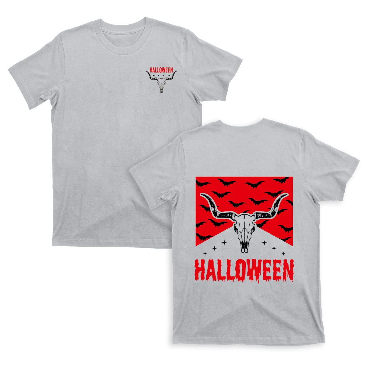 Halloween bat Cowboy double sided printing T-Shirts