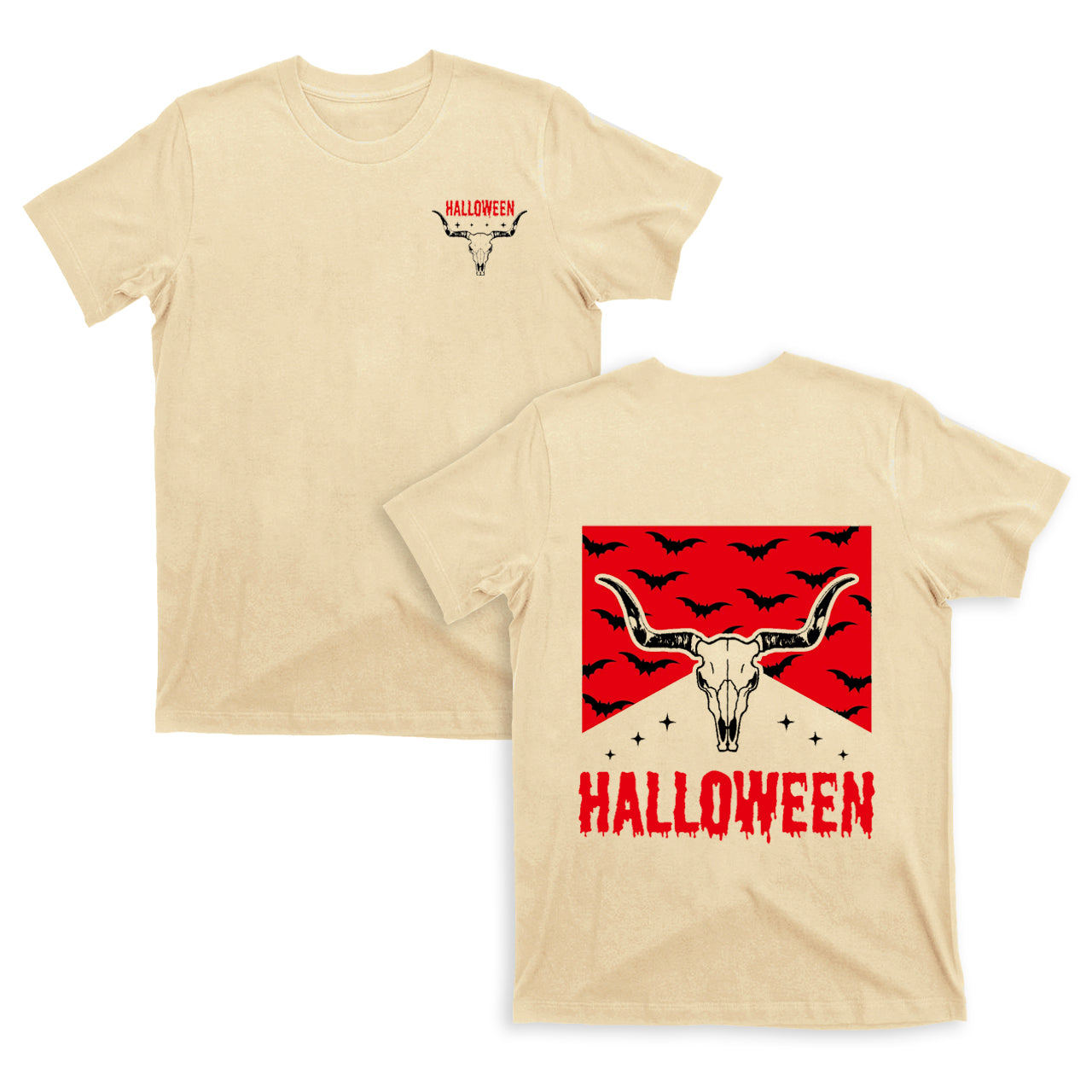 Halloween bat Cowboy double sided printing T-Shirts