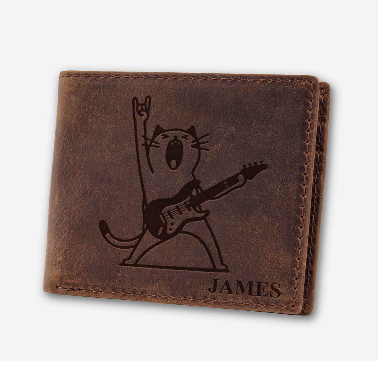 Personalized Vintage Leather Wallet_Cat