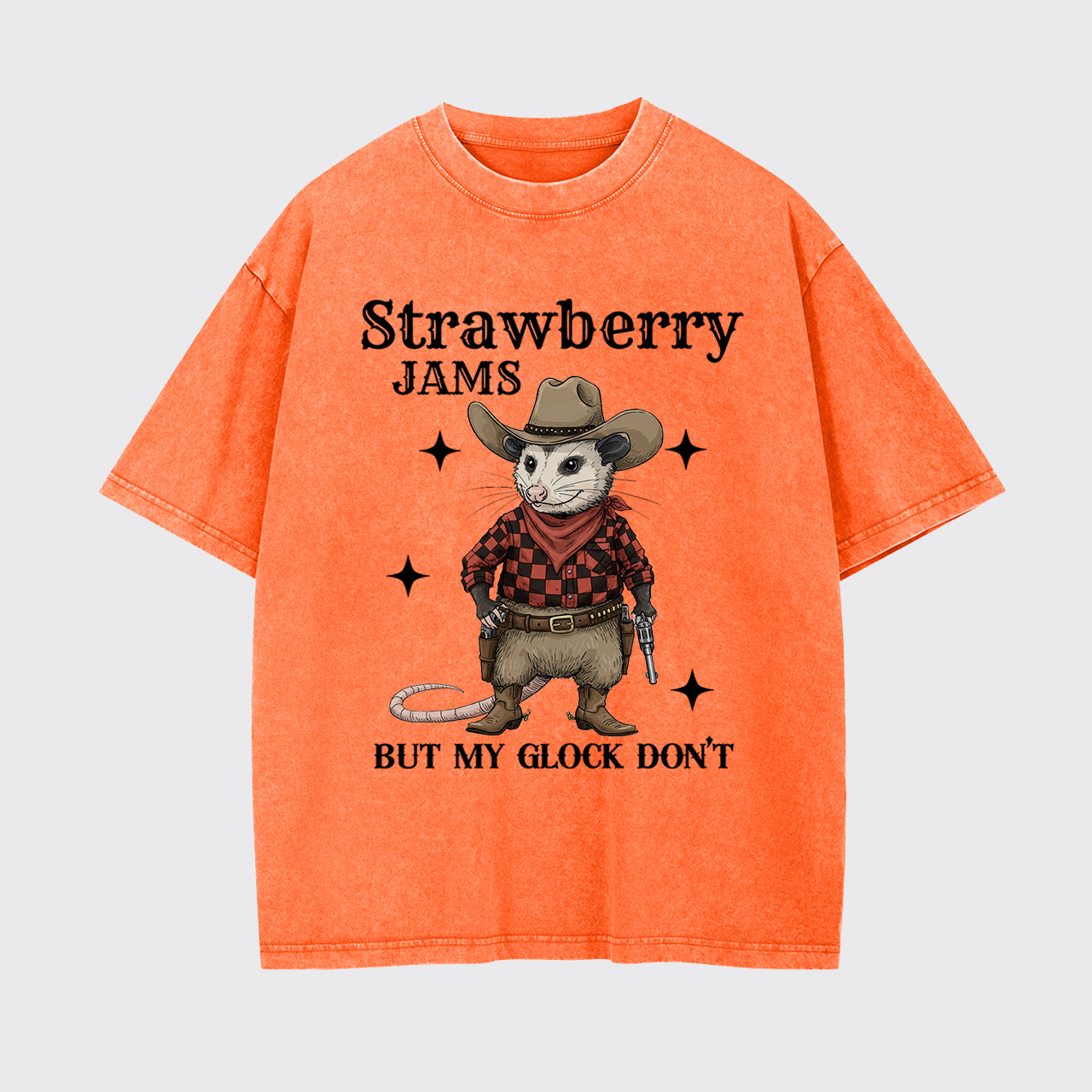 Cowboy Opossum With Gun Garment-dye Tees