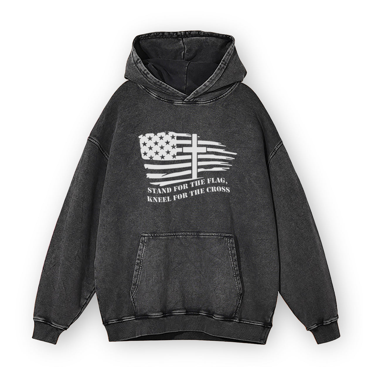 American Flag With Cross Garment-Dye Hoodies