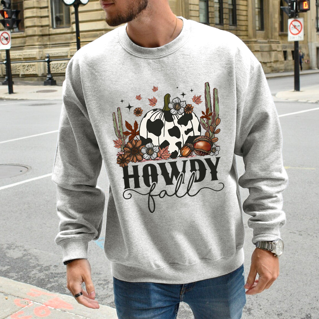 Halloween howdy cow pumpkin Sweatshirt