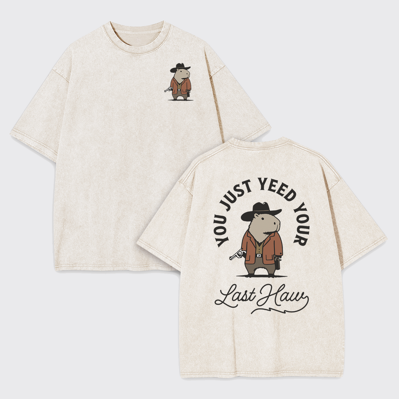 Funny Capybara Cowboy Garment-dye Tees