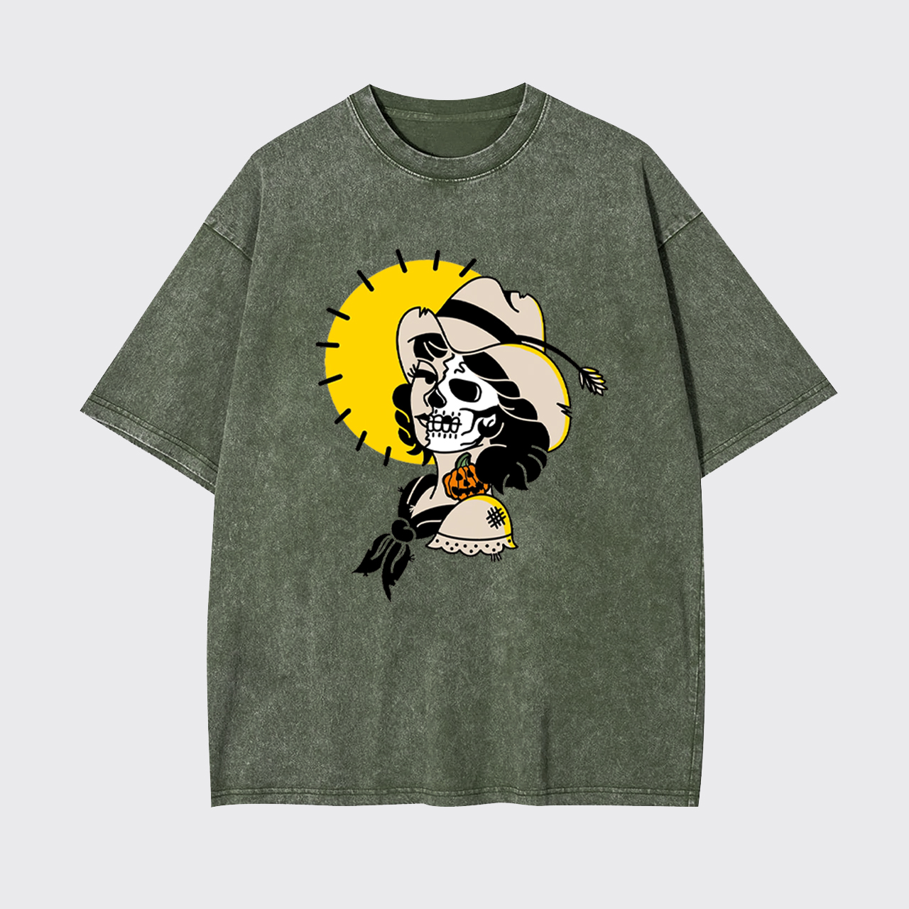 Halloween Skull Cowgirl Garment-dye Tees