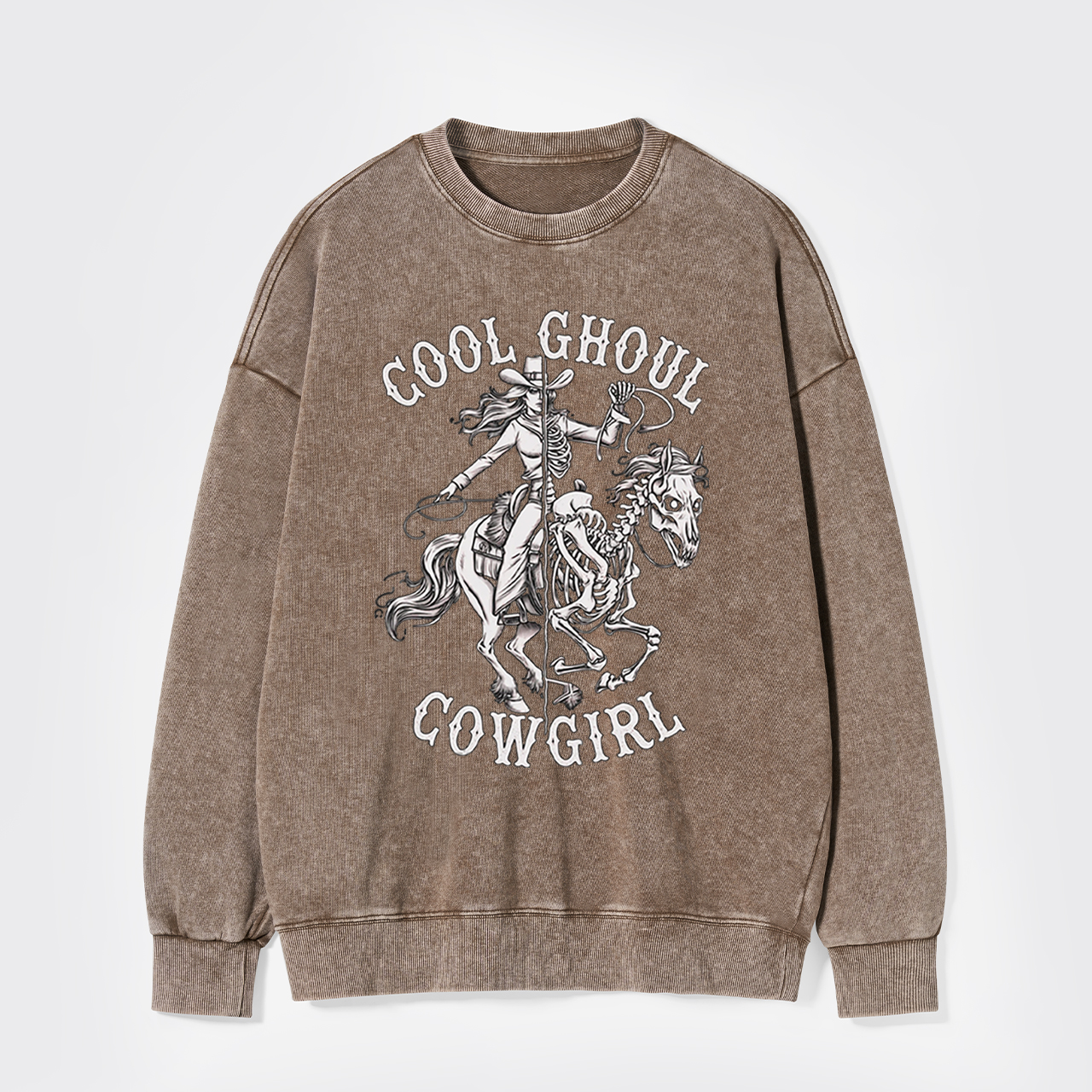 Halloween Cool Ghoul Cowgirl Washed Sweatshirts