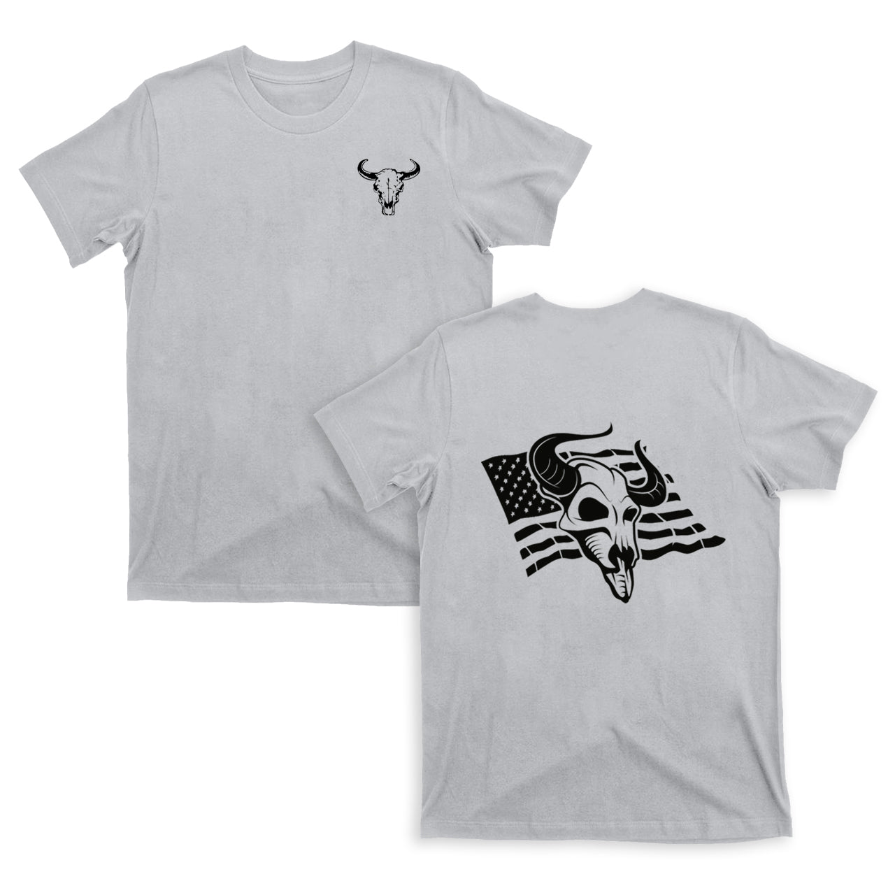 America Cow Bull Skull Double Sided Printing T-Shirts