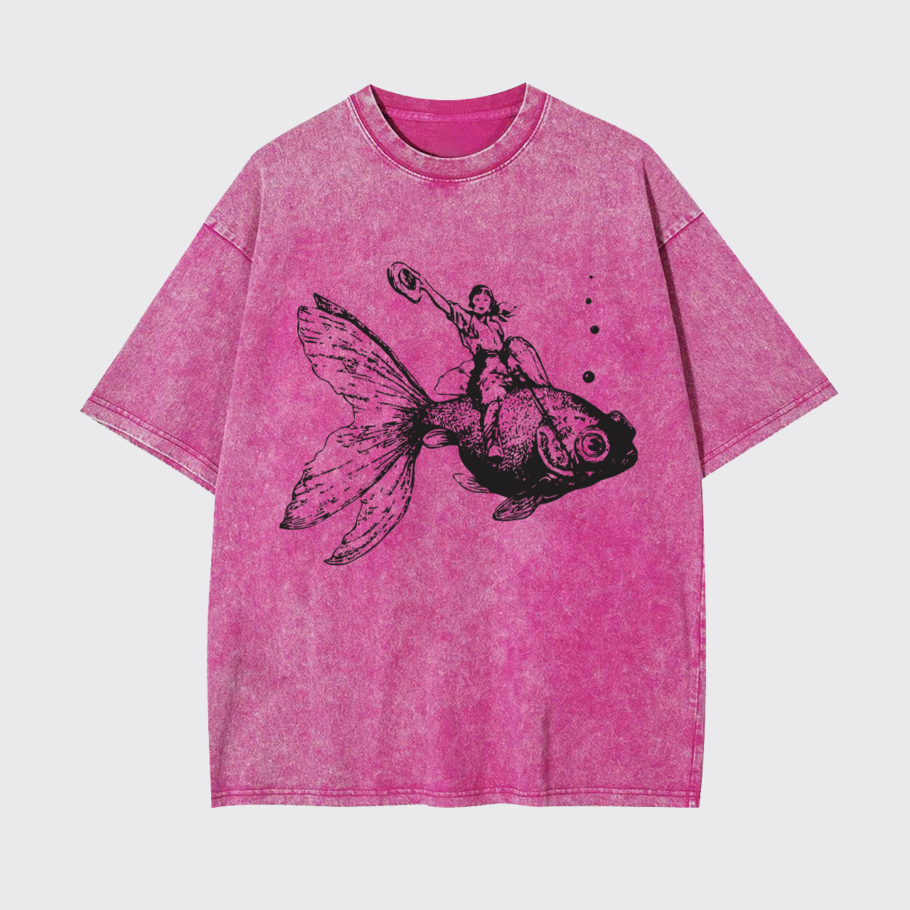 Goldfish-Riding Cowgirl Garment-dye Tees