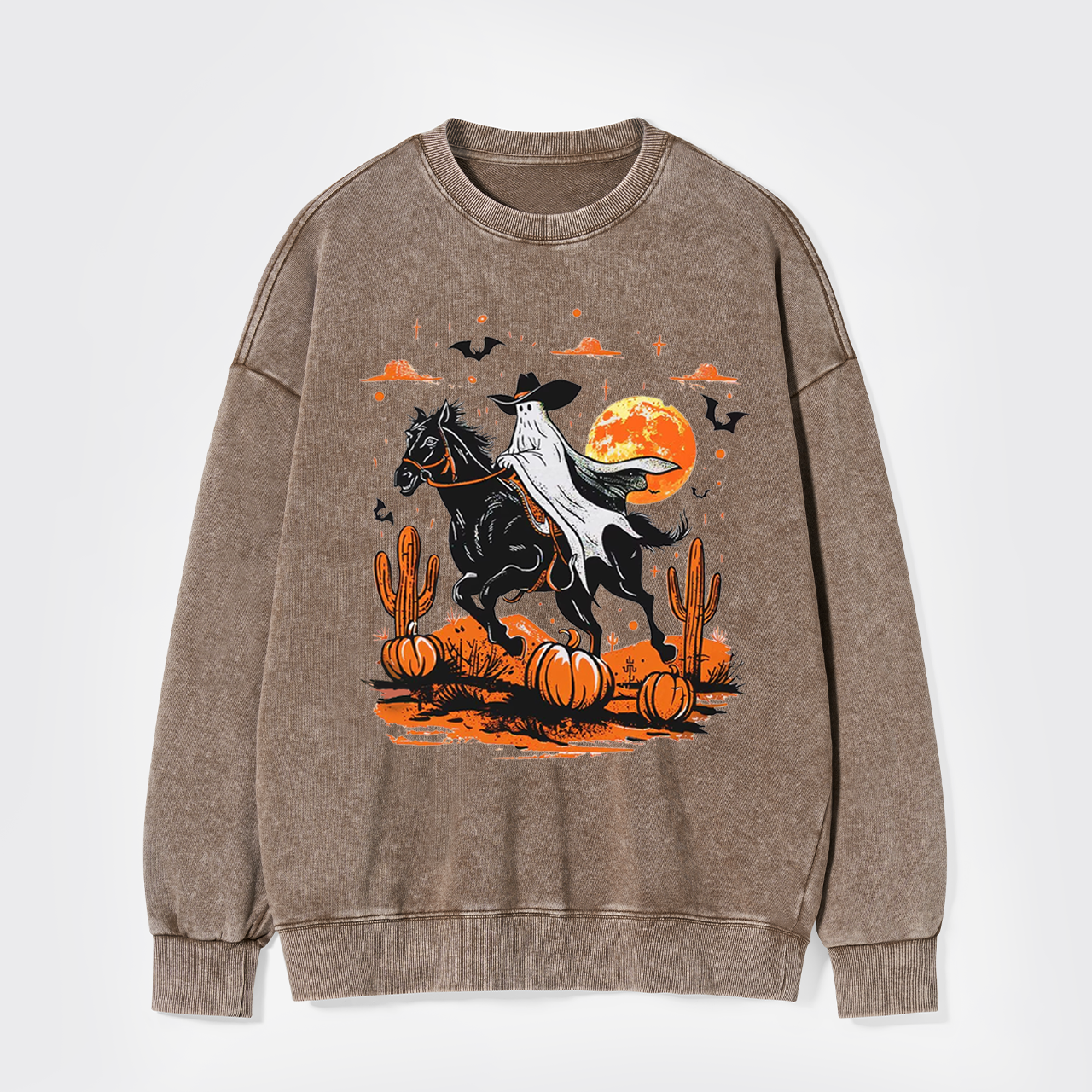 Retro Halloween Ghost Rider Washed Sweatshirts