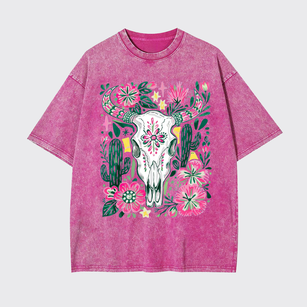 Western Floral Cow Skull Garment-dye Tees