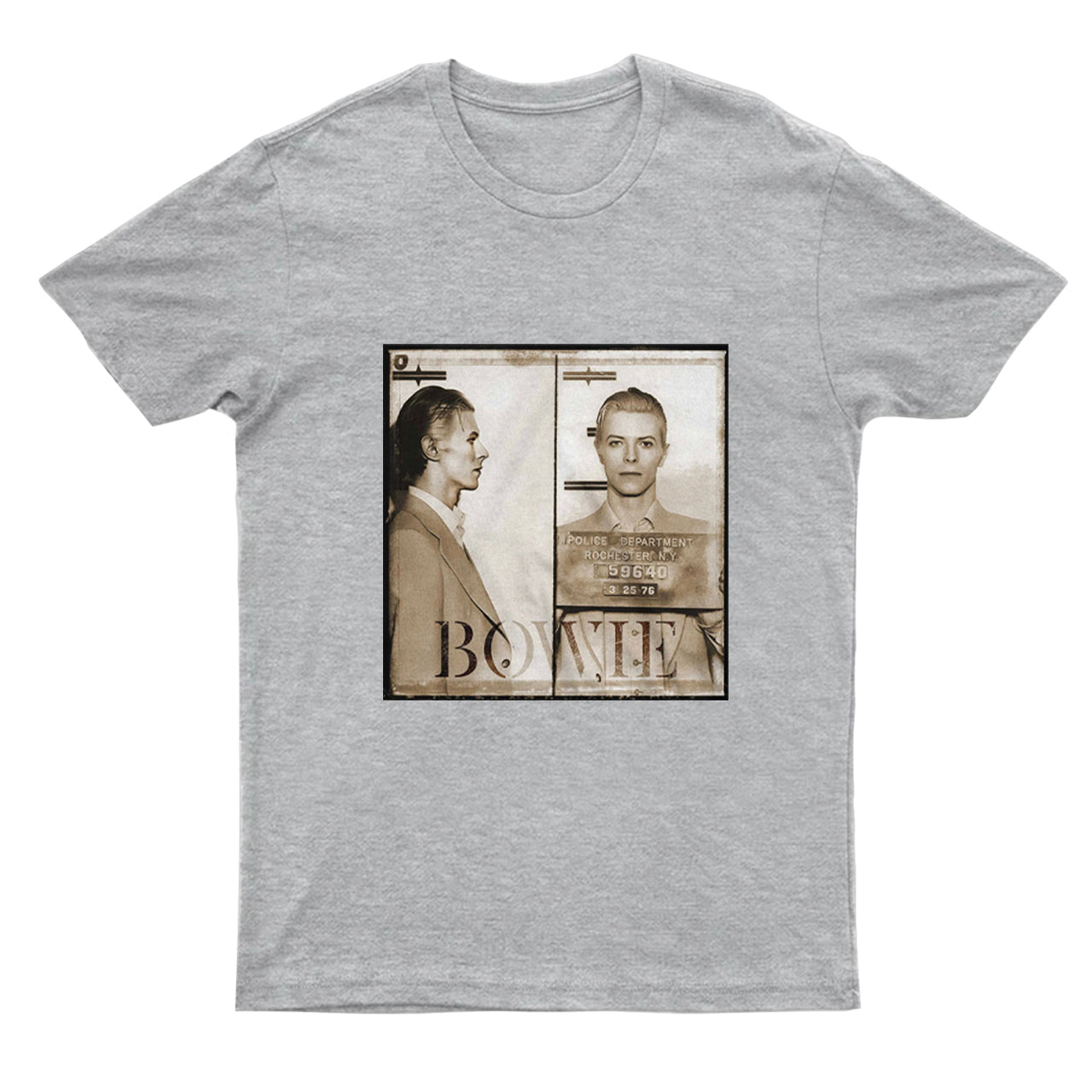 David Bowie Mugshot Rochester N.Y. 1975. Music T-Shirts
