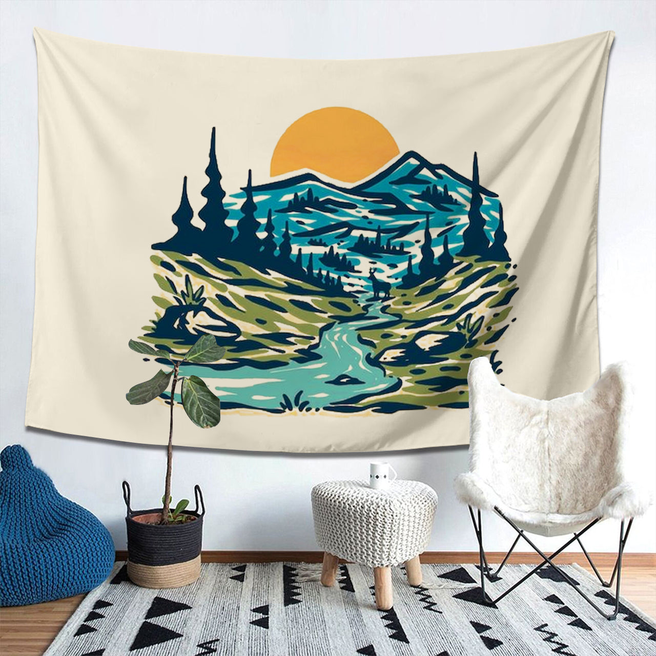 West Scenery at the Foot of the Mountain Tapestry