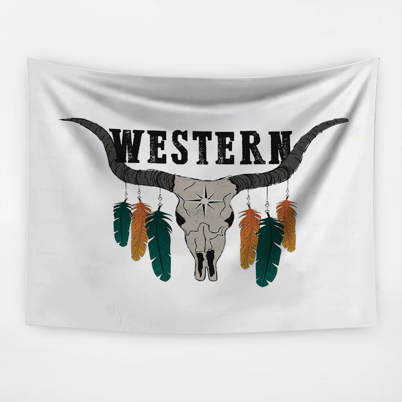 Western Indian Bull Head Tapestry