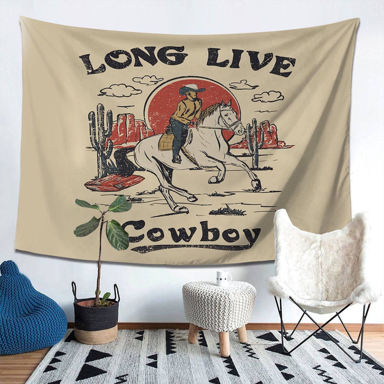 Cowboy Western Landscape Tapestry