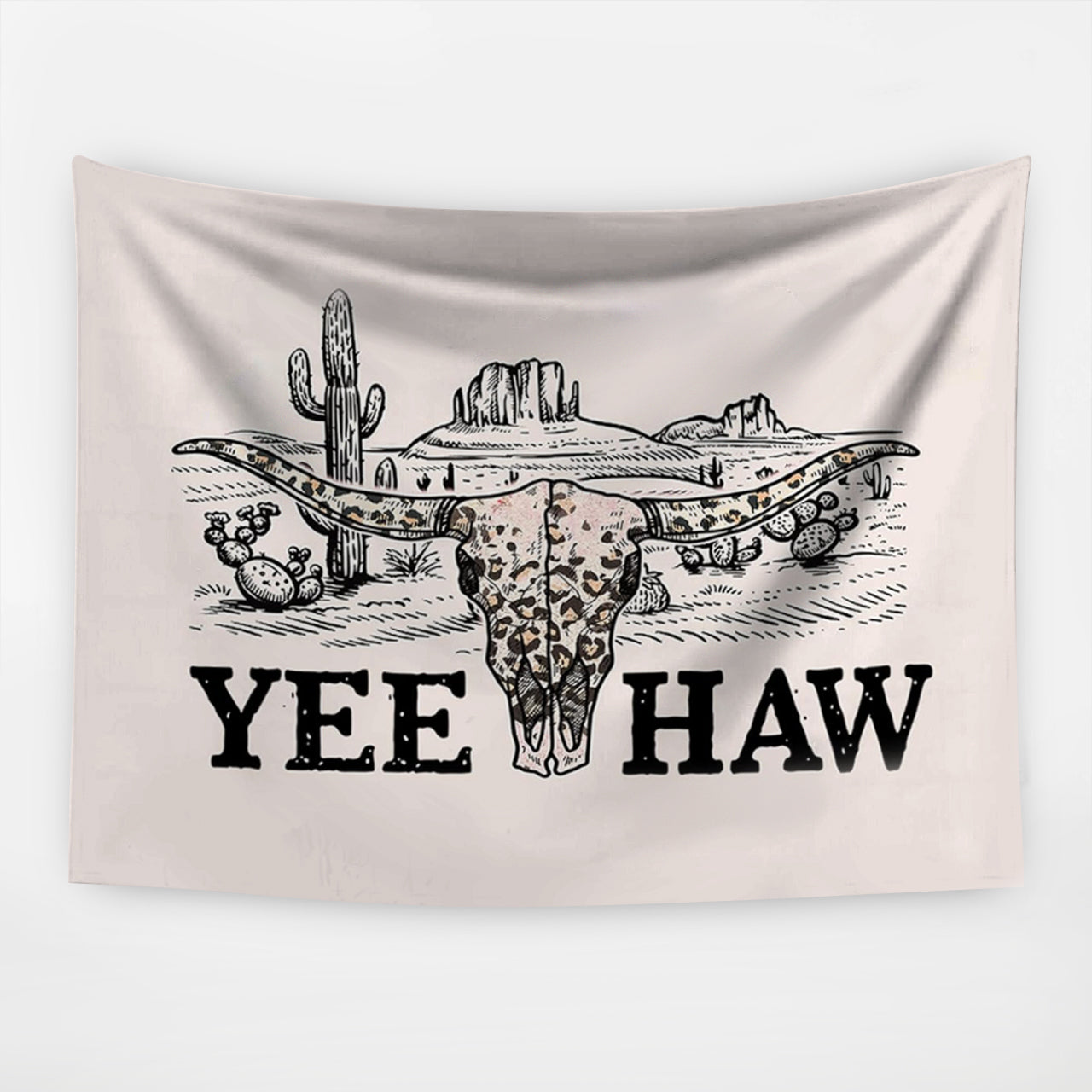Yee Haw West Cow Bull Tapestry