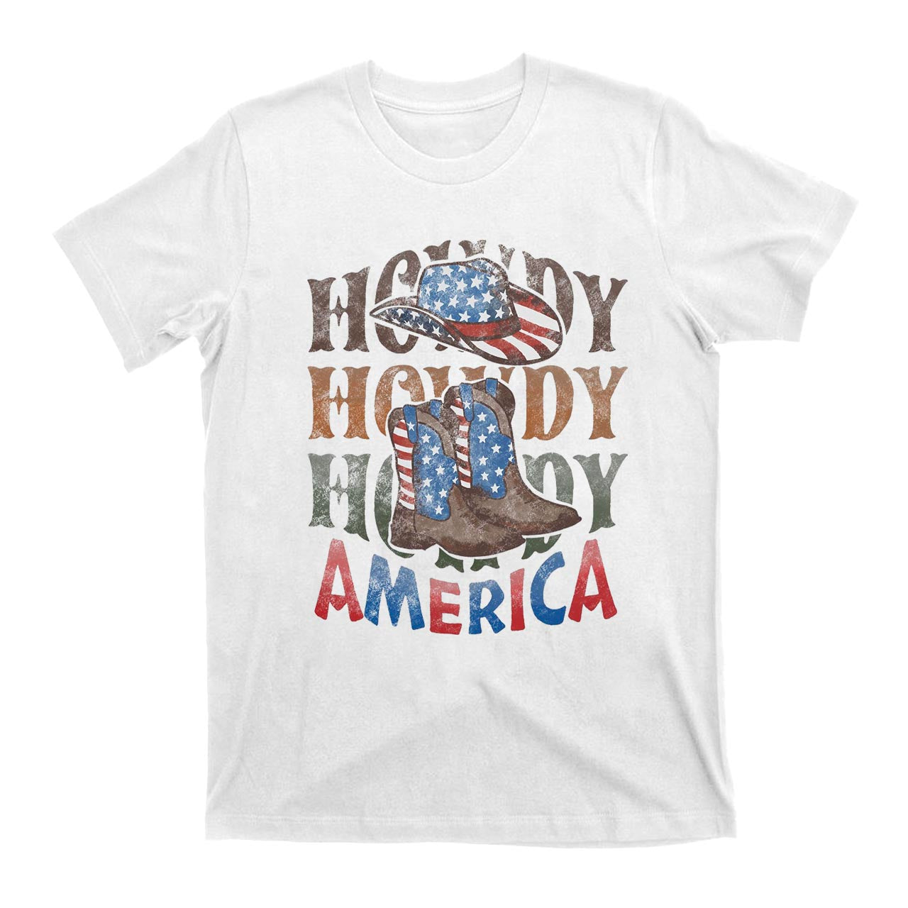 Howdy America Western Hat And Boots Cowboy T-Shirts