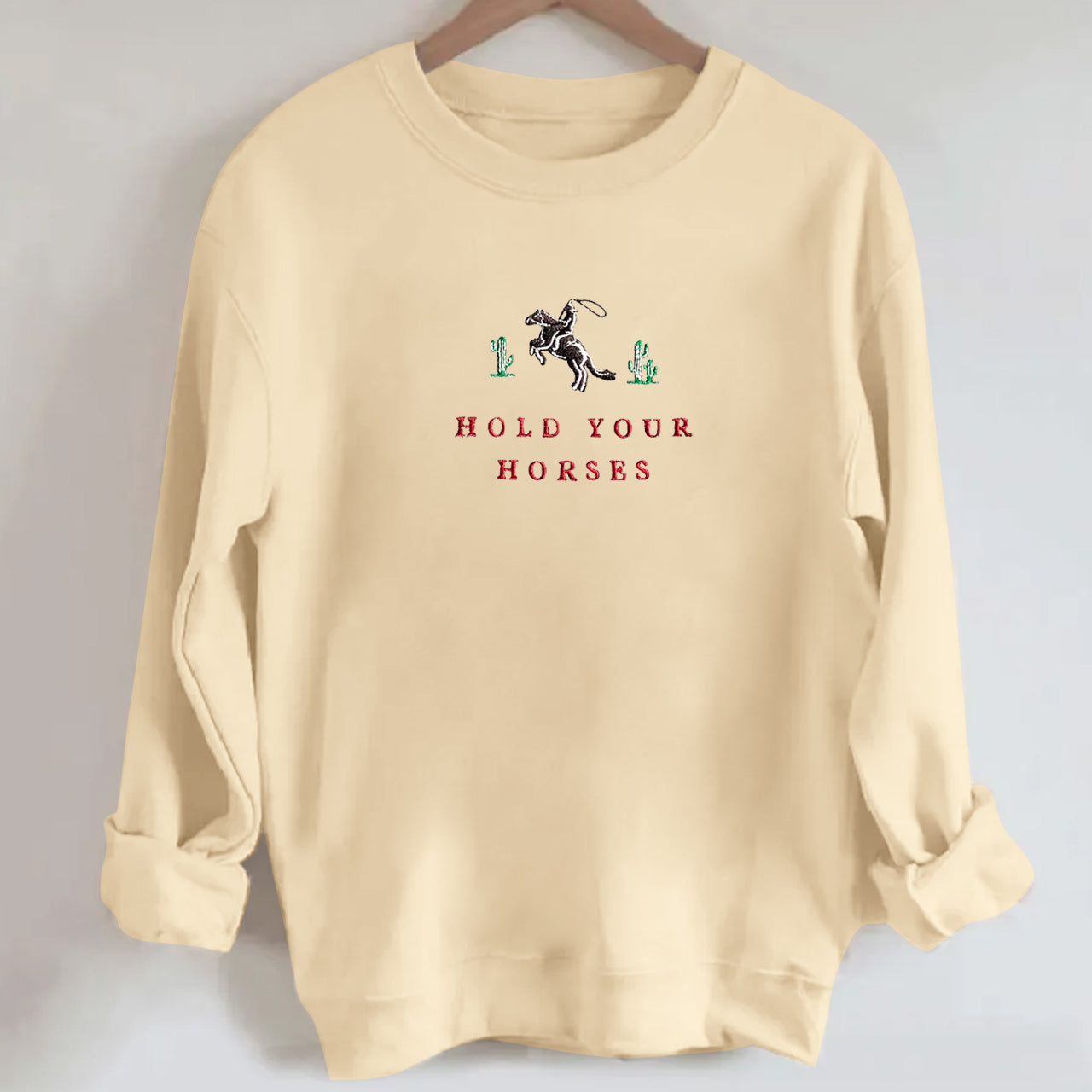 Classic Embroidery Hold Your Horses Sweatshirt