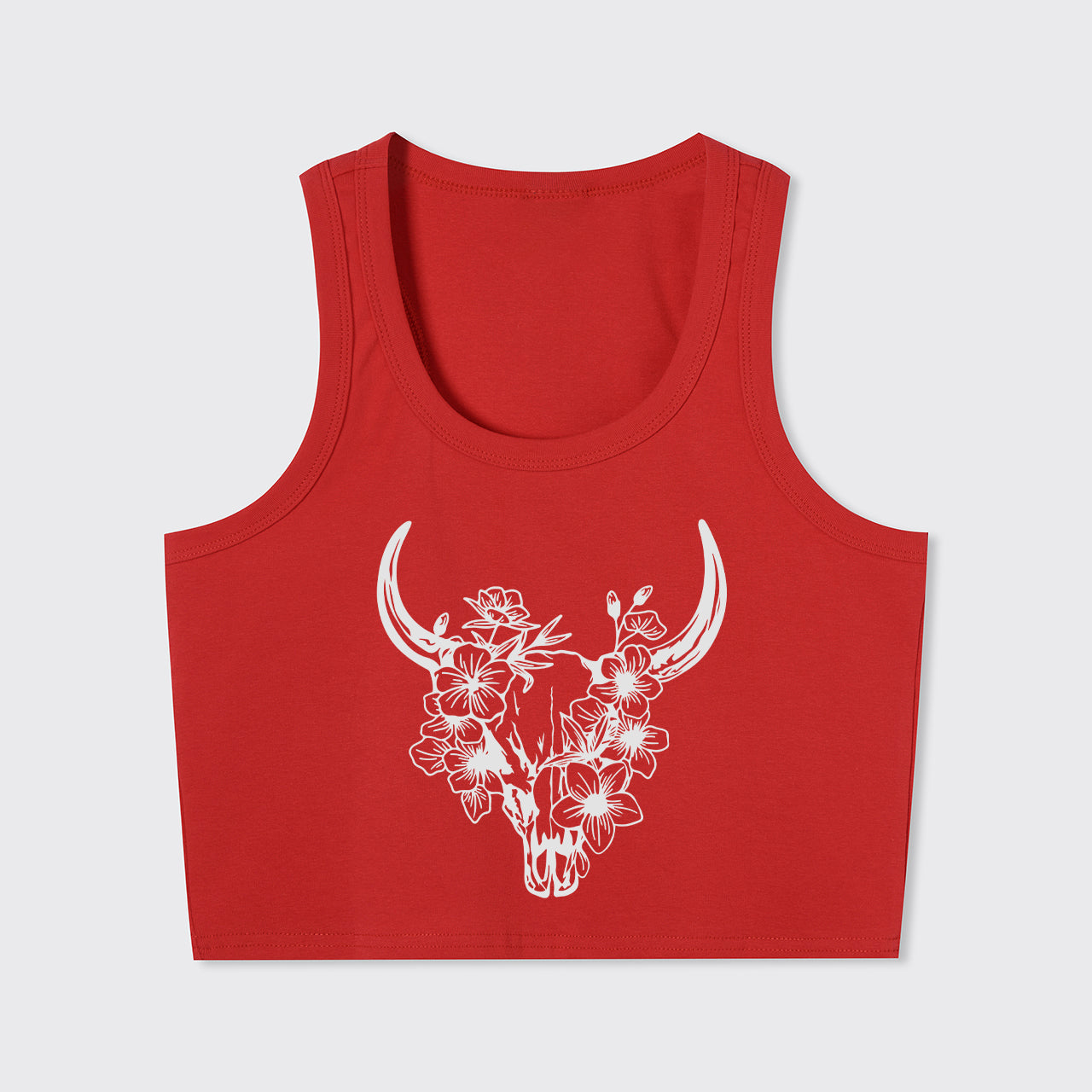 Floral Cow Skull Country Tank Top