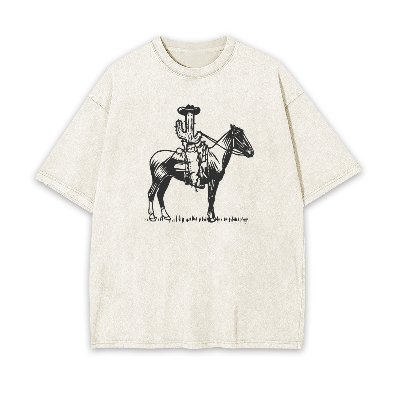 Western Cactus On Horseback Garment-dye Tees