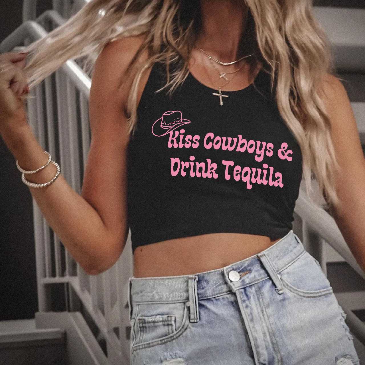Kiss Cowboys & Drink Tequila Tank Top