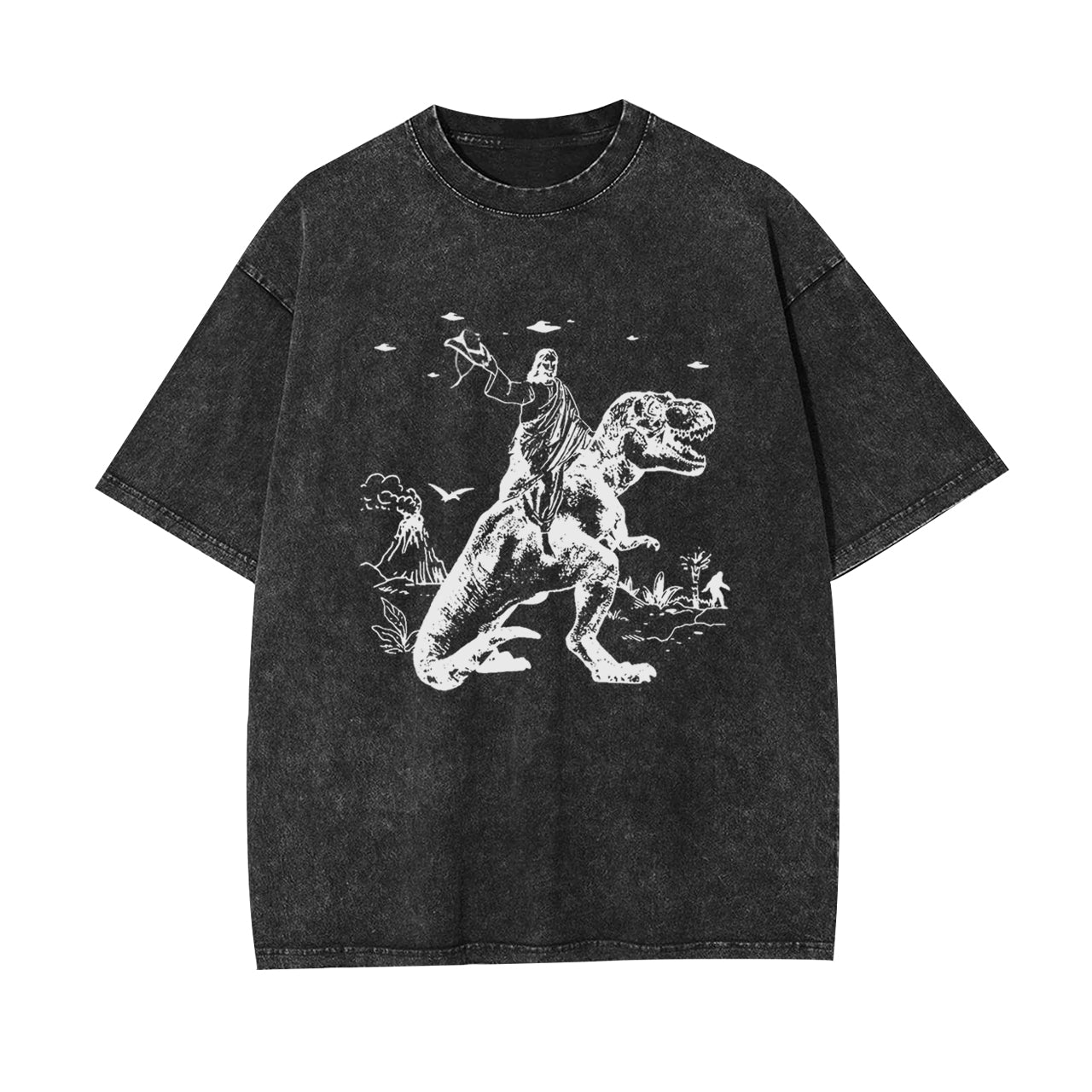 Jesus Riding Dinosaur Garment-dye Tees