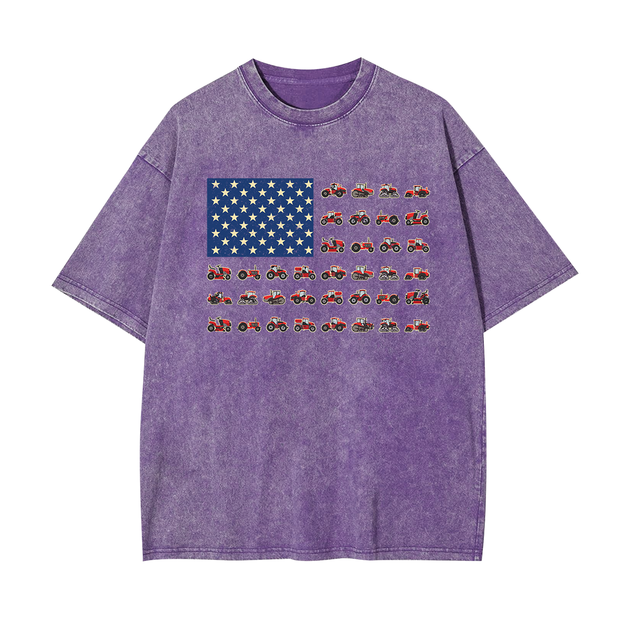Farming Vehicles Cars Vintage Patriotic American Flag Garment-dye Tees