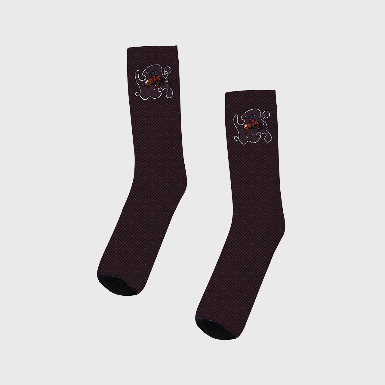 Riding Cowboy Printed Cotton Socks