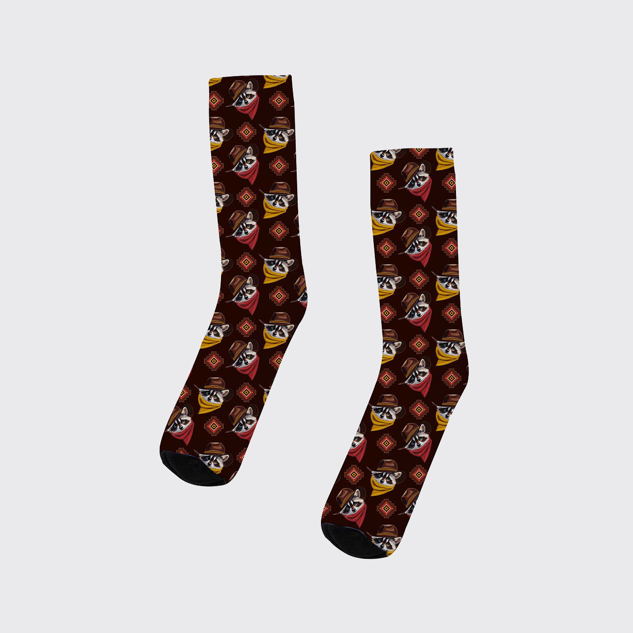 Vintage Raccoon Printed Cotton Socks