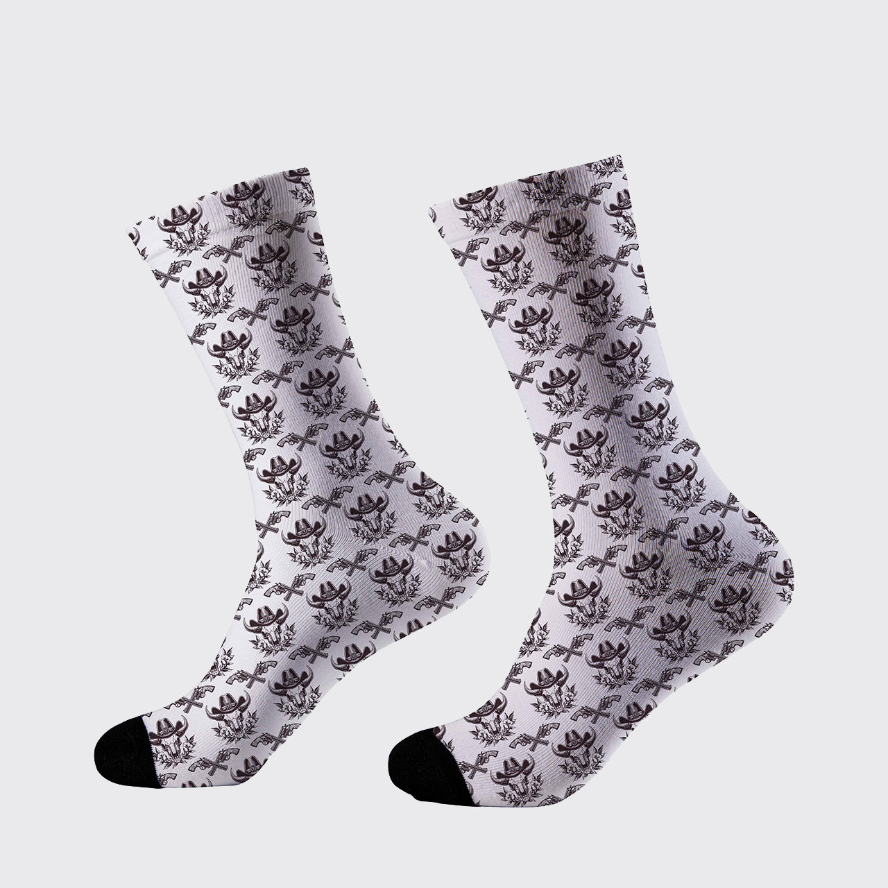 A Cow Skull In A Hat Printed Cotton Socks
