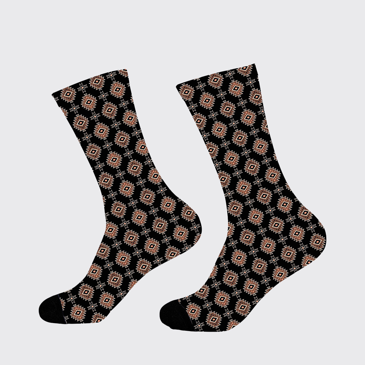 Cowboy Boots Floral Arrangement Printed Cotton Socks