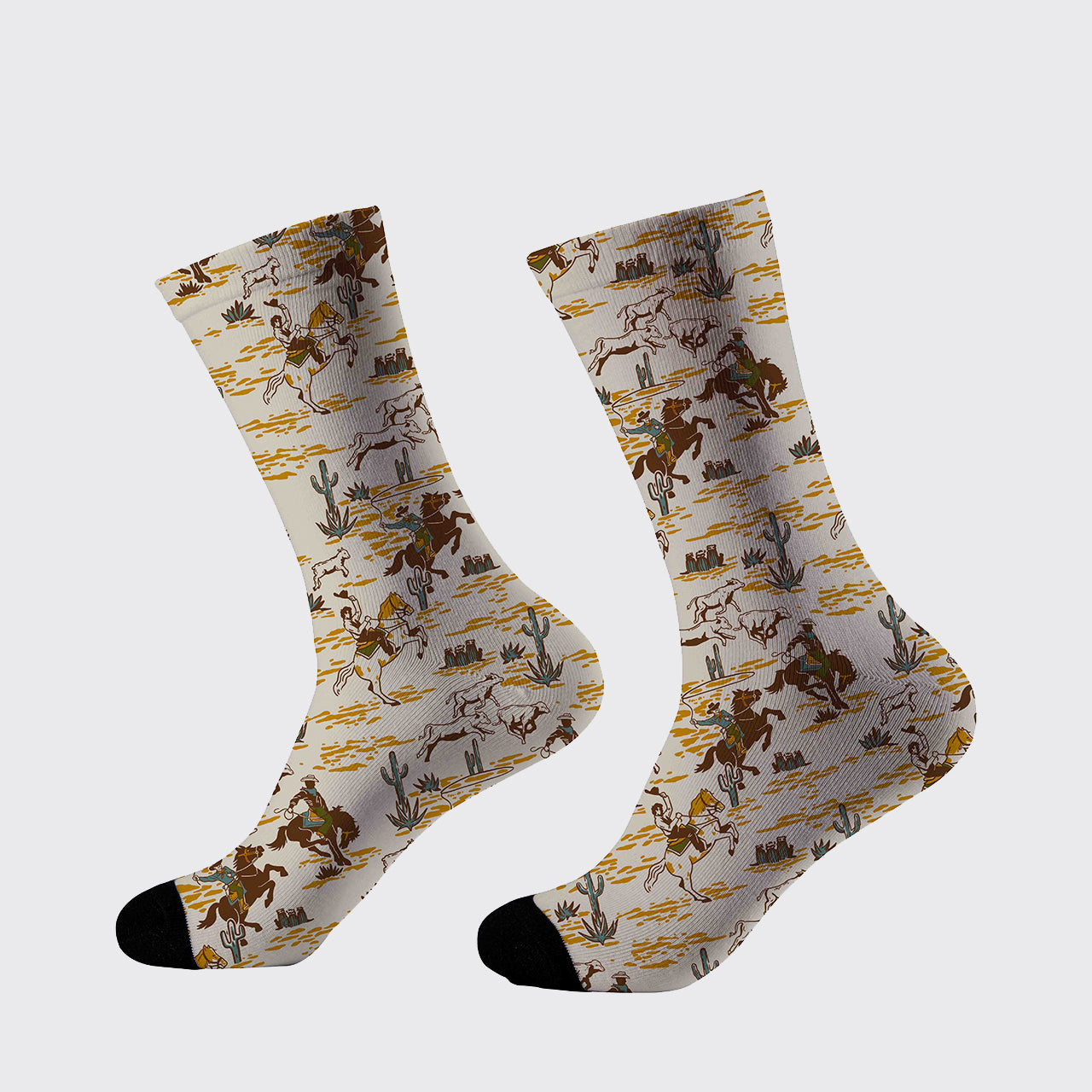 Cowboys Drive Cattle Printed Cotton Socks