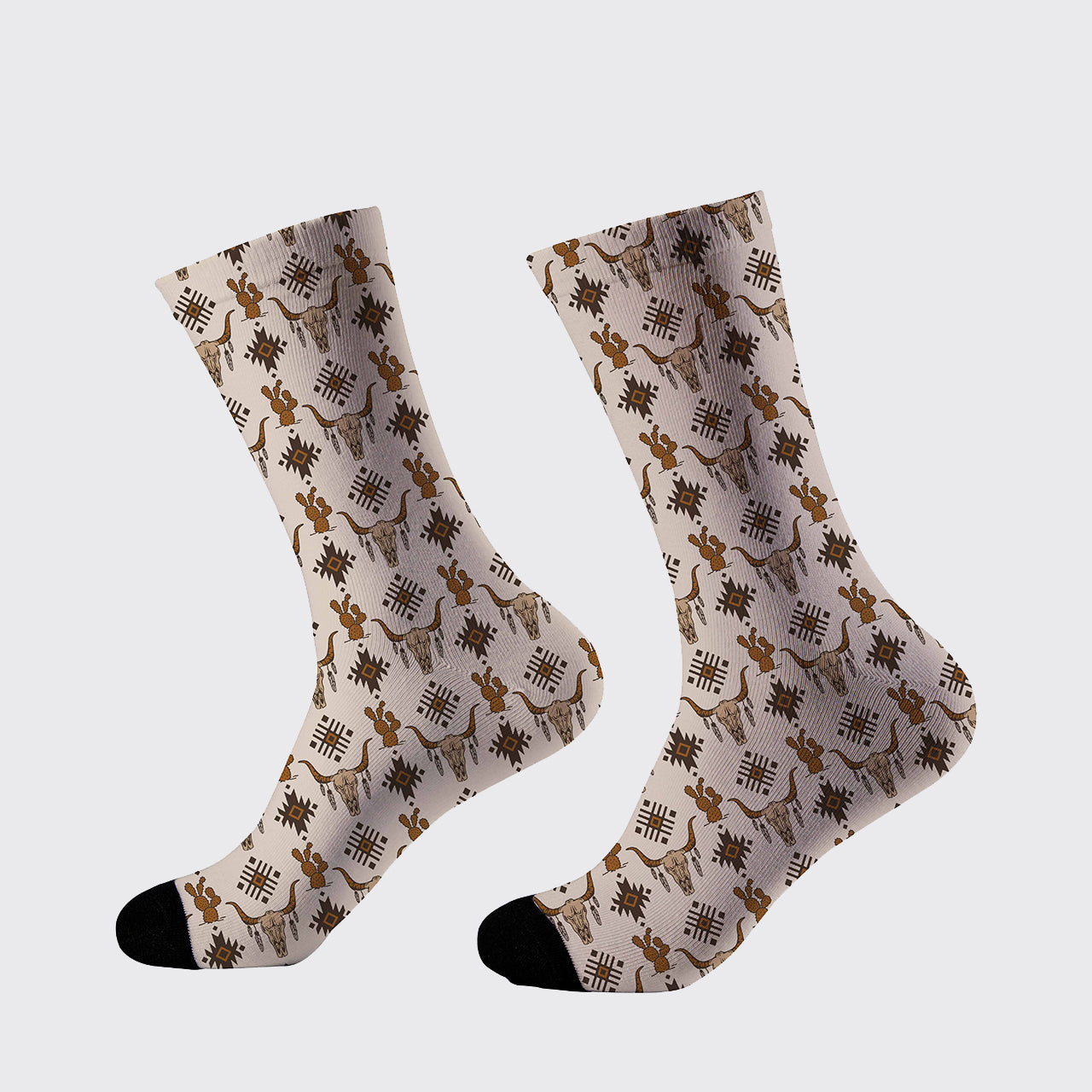 Cow Skull Pattern Printed Cotton Socks