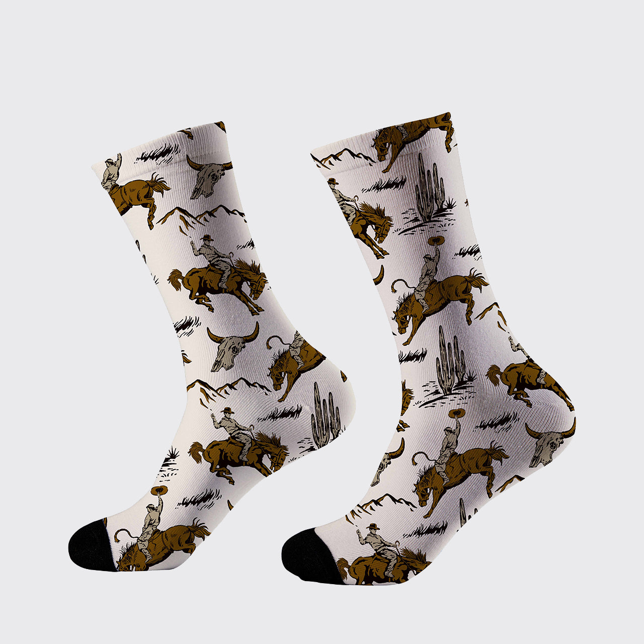 Cowboy Riding Pattern Printed Cotton Socks