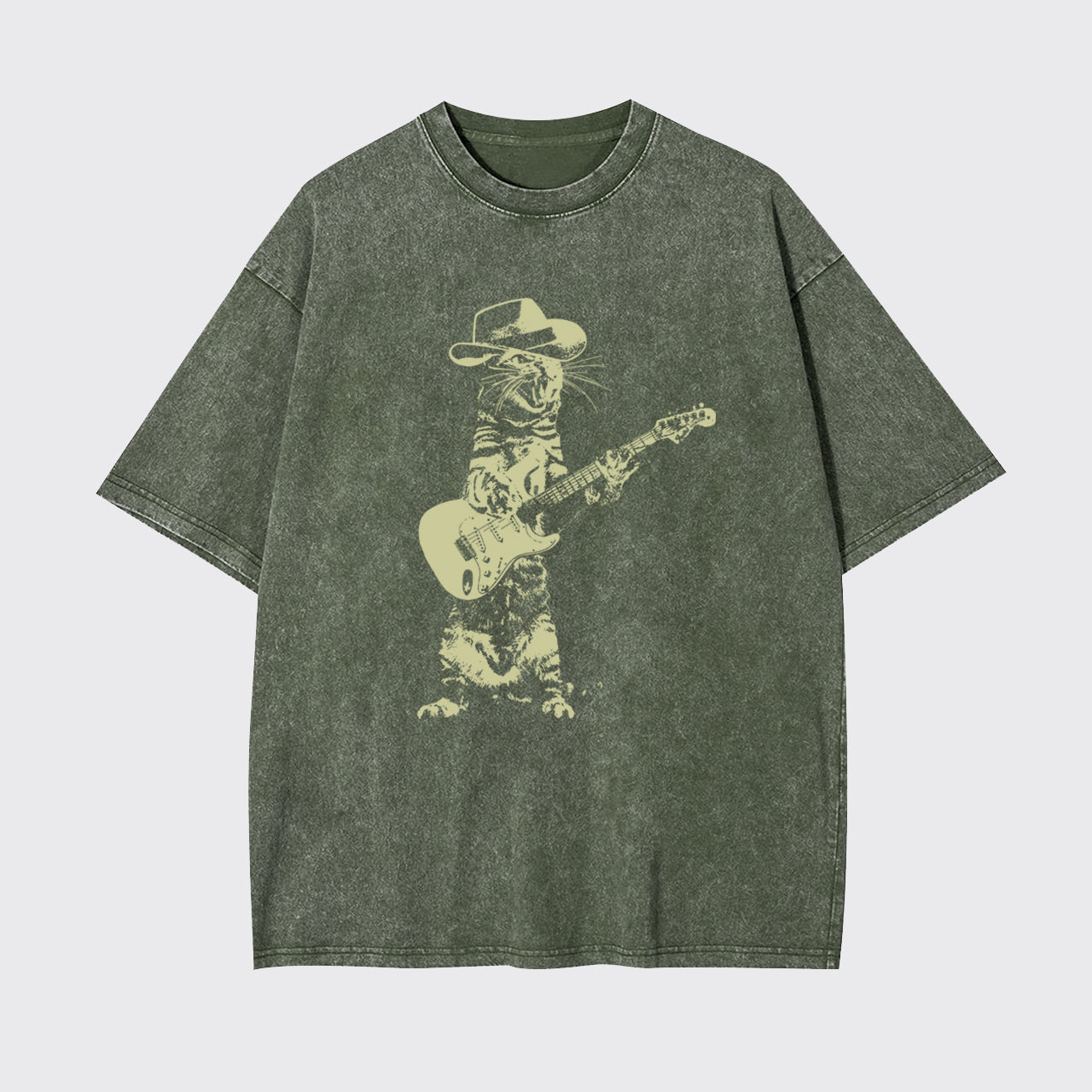 Cat Playing Guitar Garment-dye Tees