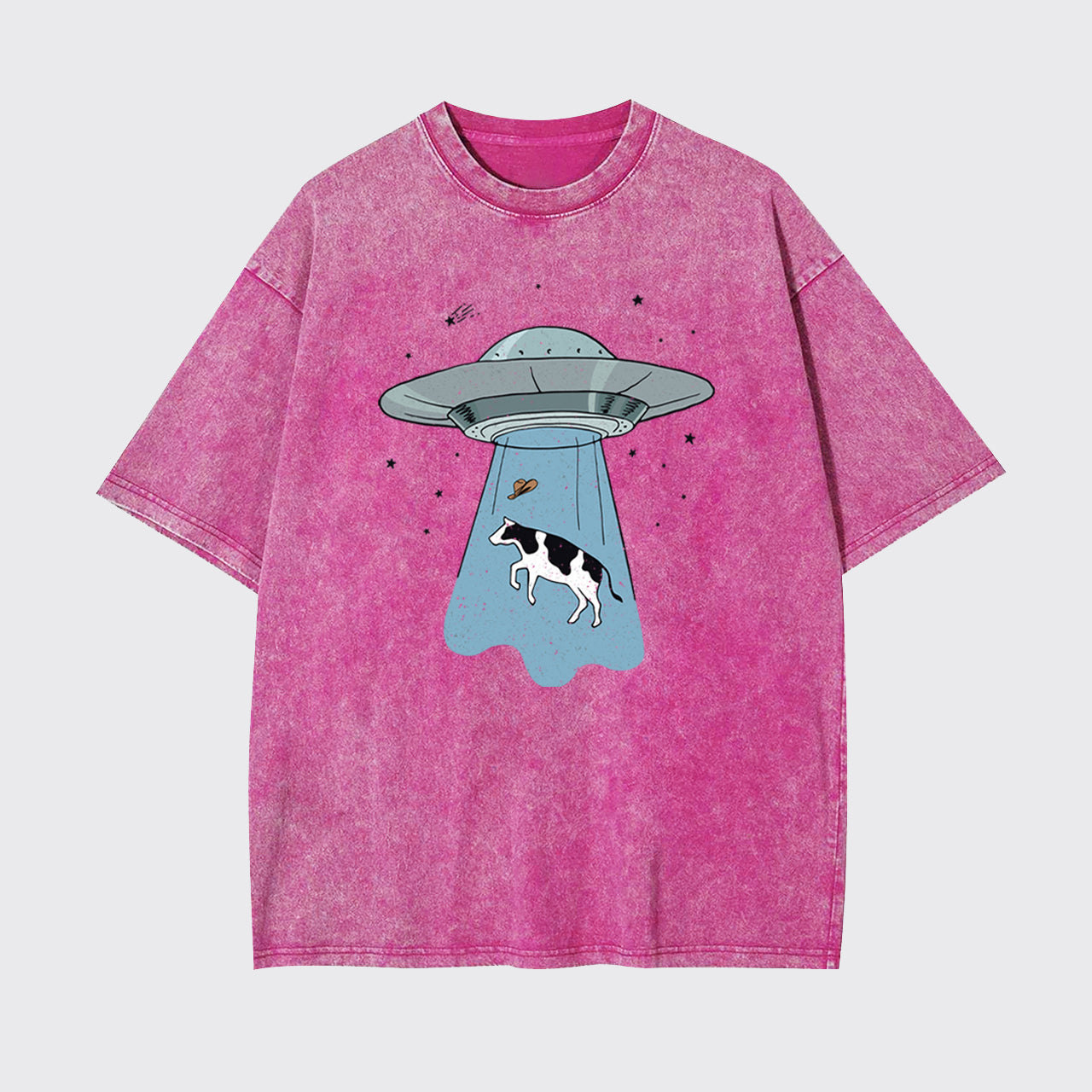 Funny UFO Alien Cow Garment-dye Tees