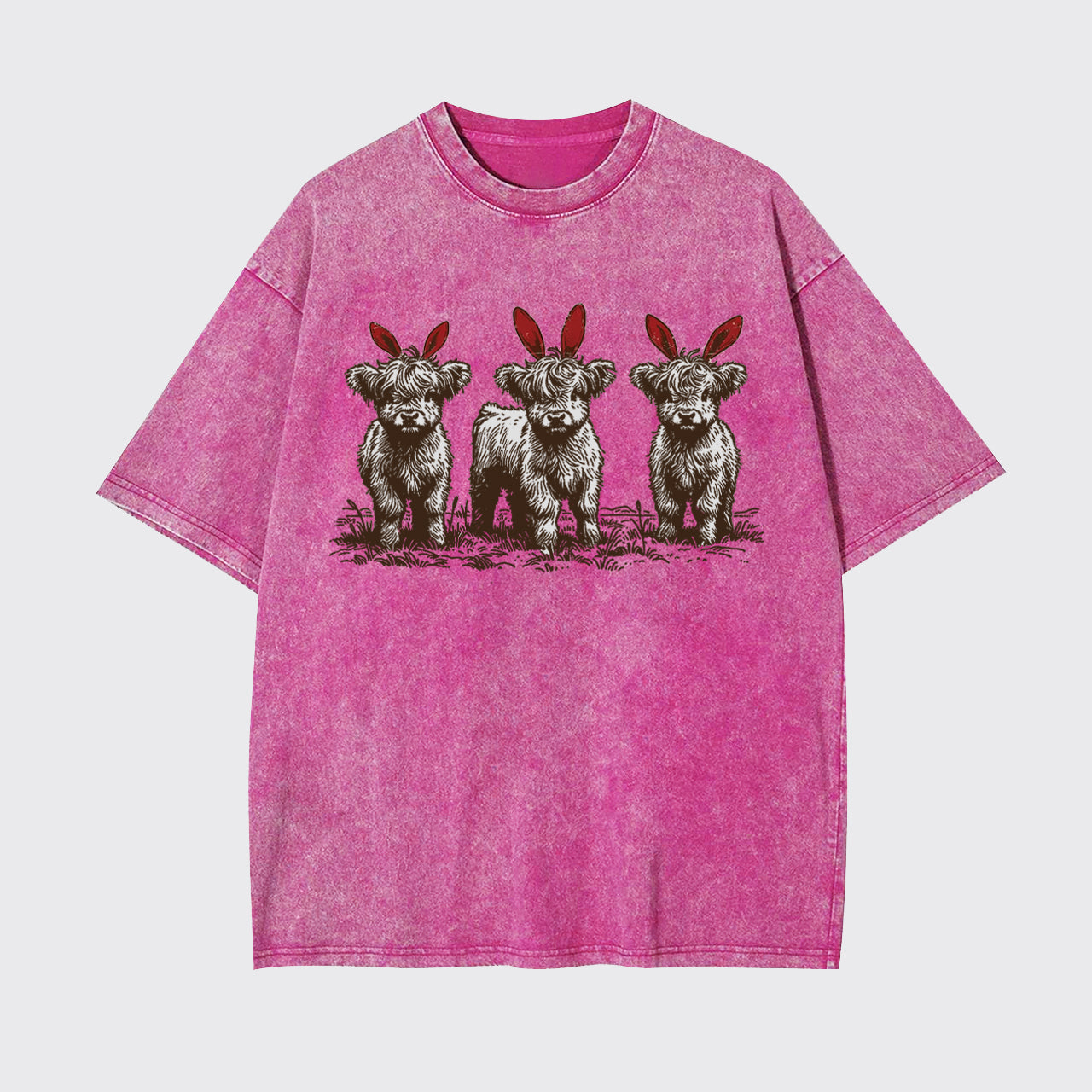 Western Easter Highland Cow Garment-dye Tees