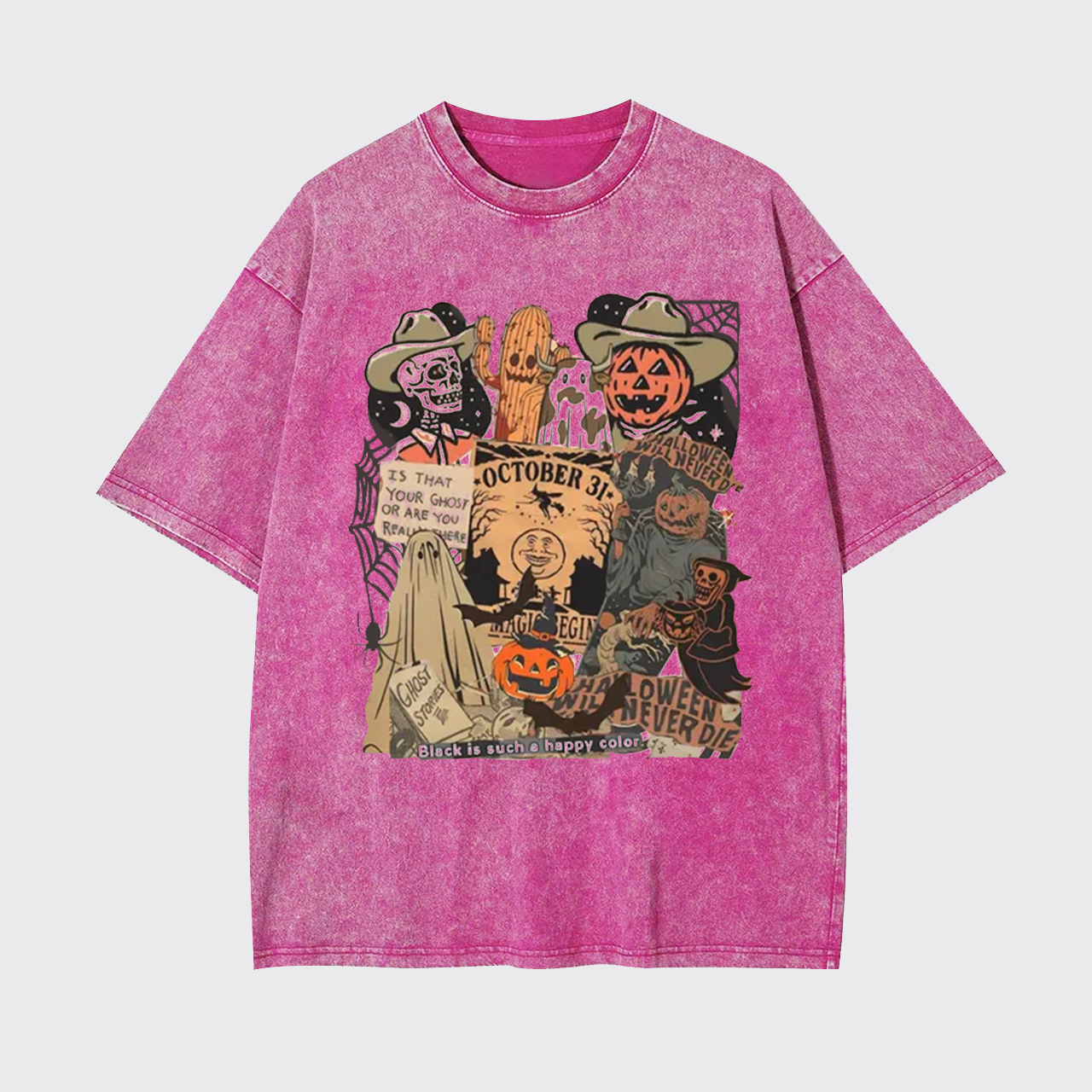 Western Halloween Spooky Skull  Garment-dye Tees