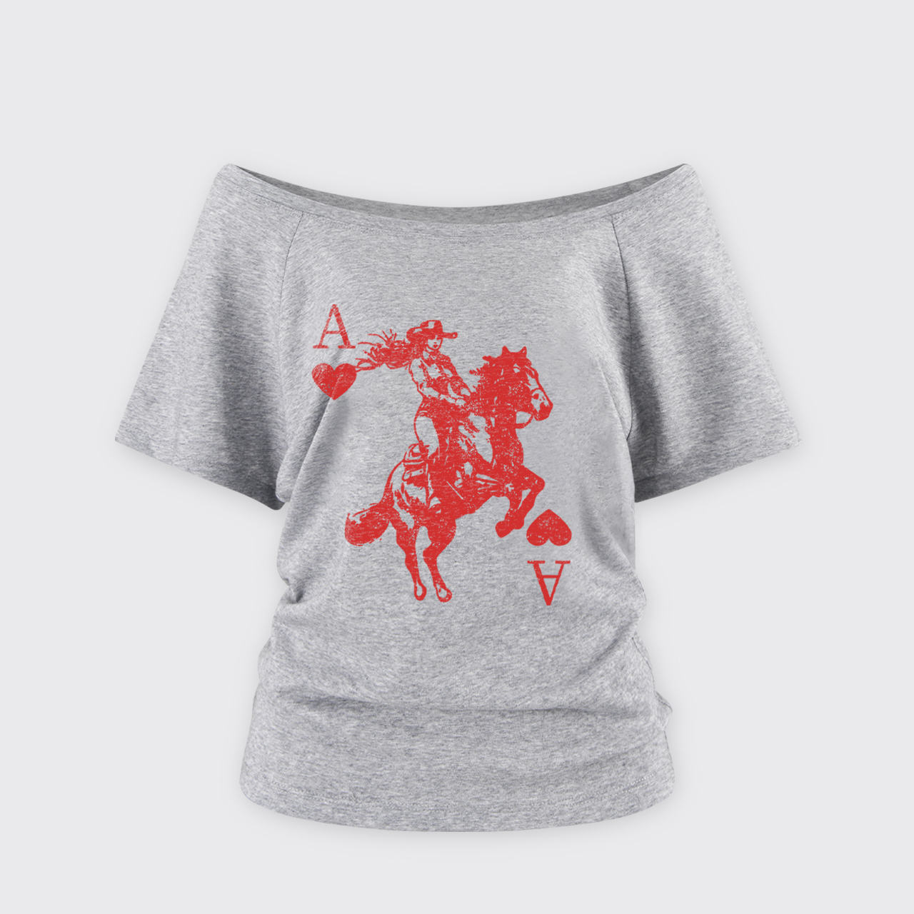 Heart Playing Card Cowgirl Off Shoulder Top