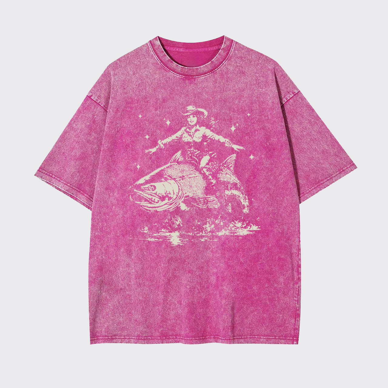 Cowgirl Riding A Fish Garment-dye Tees