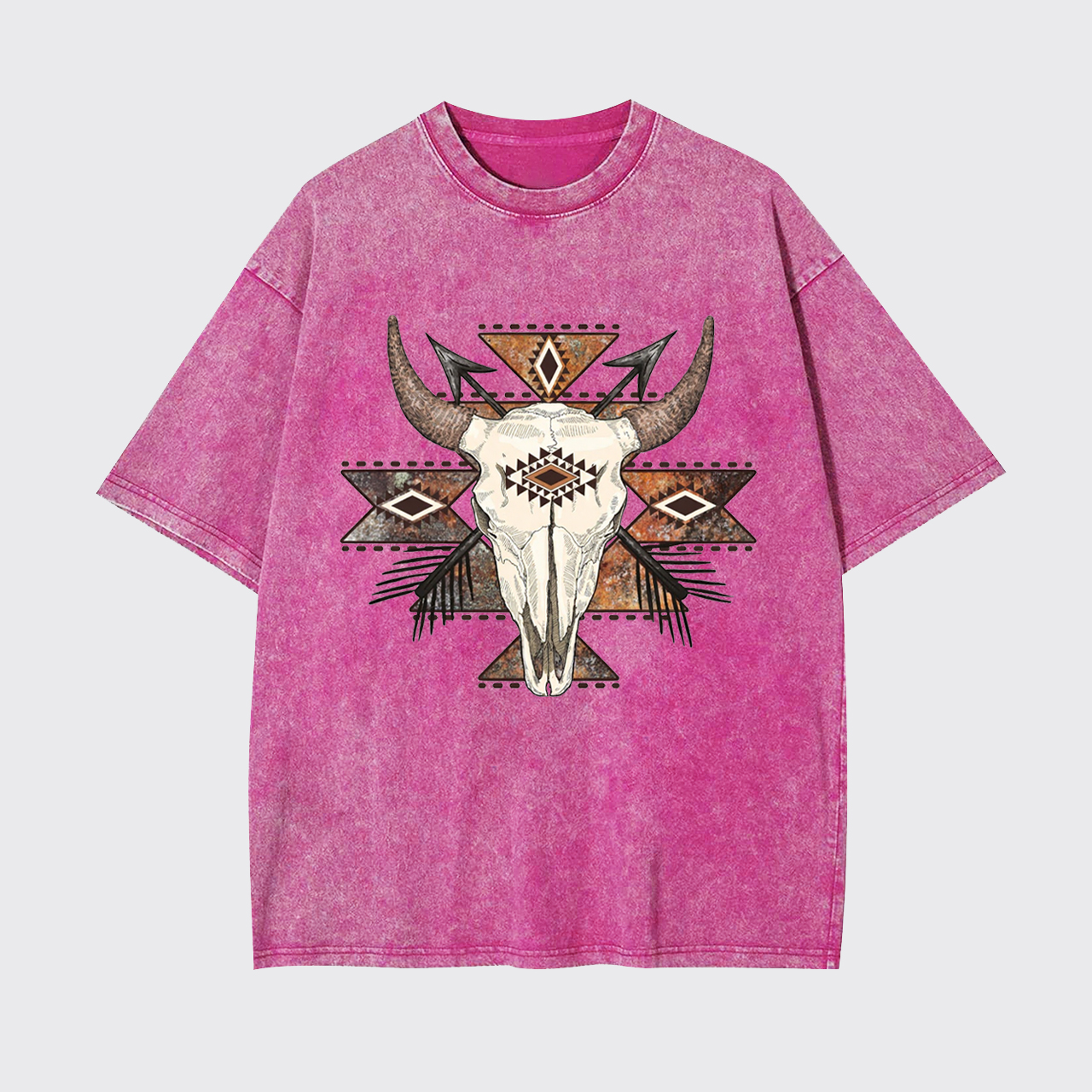 Rustic Aztec Cow Skull Garment-dye Tees