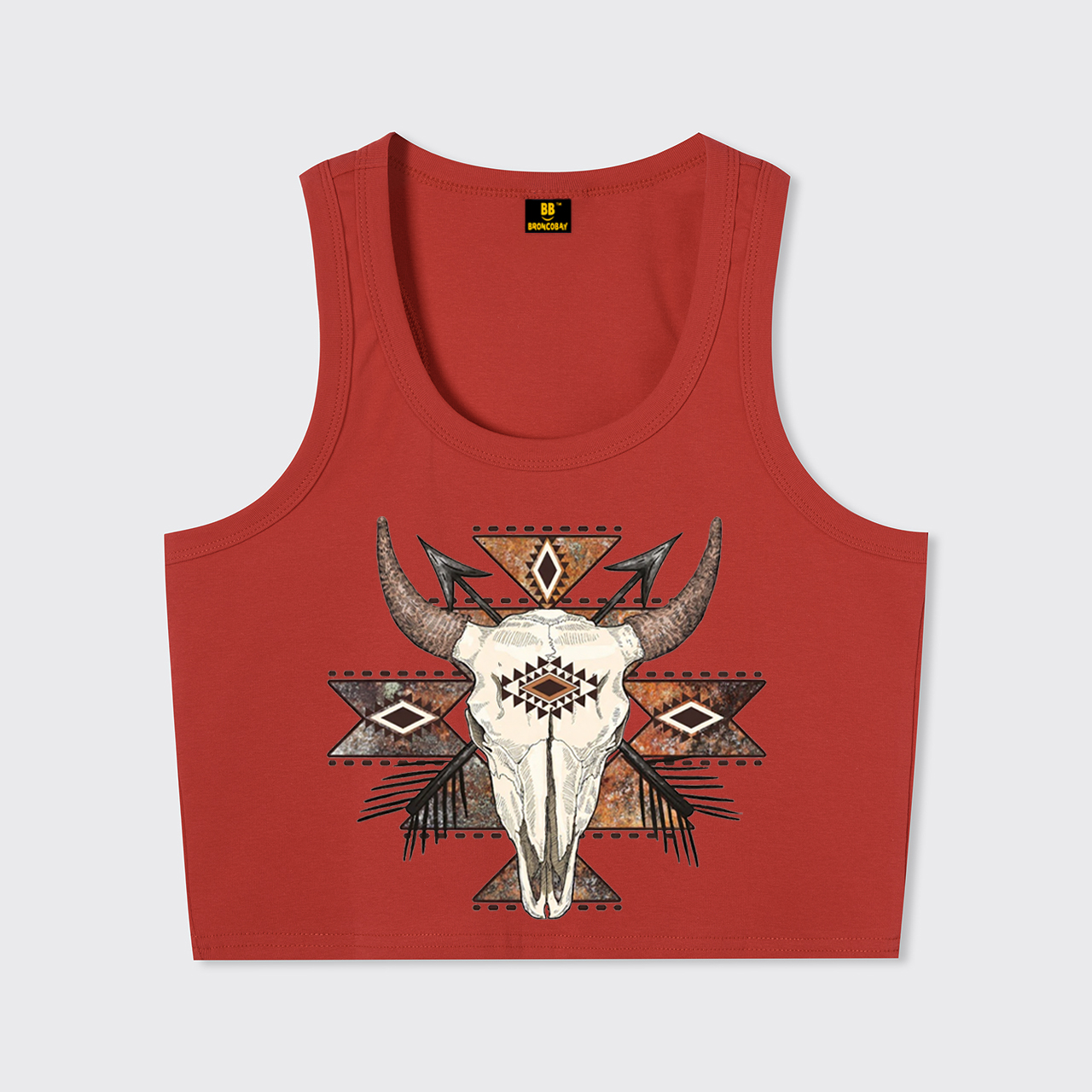 Rustic Aztec Cow Skull Tank Top