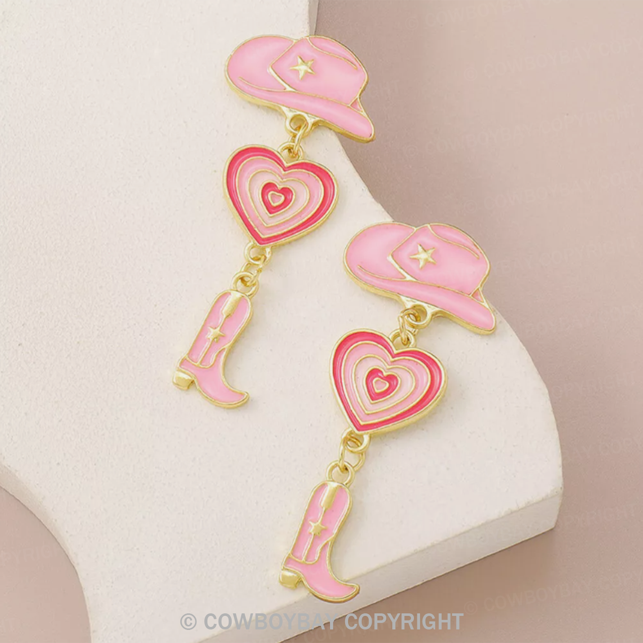 Pink And Gold Nashville Inspired Earrings