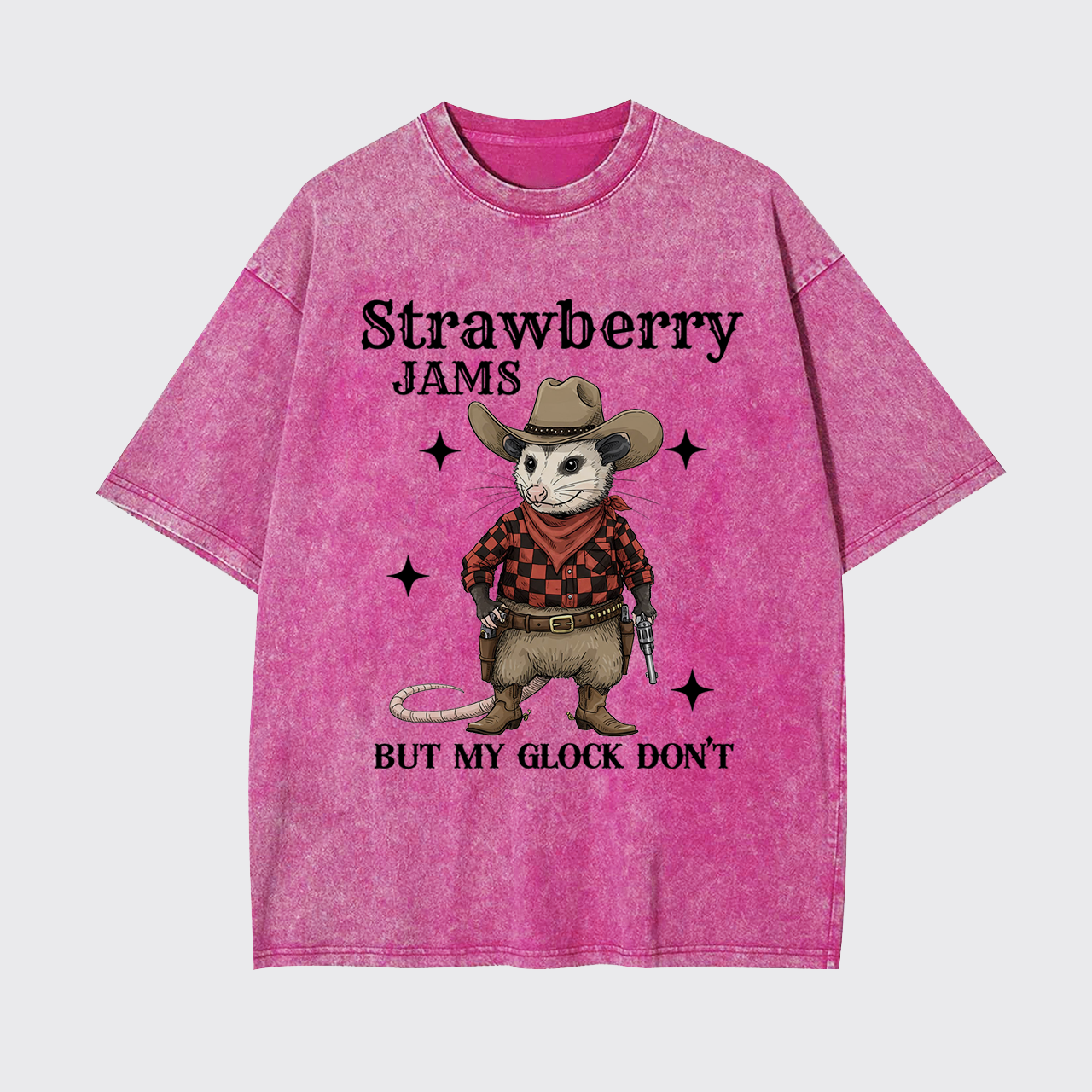 Cowboy Opossum With Gun Garment-dye Tees