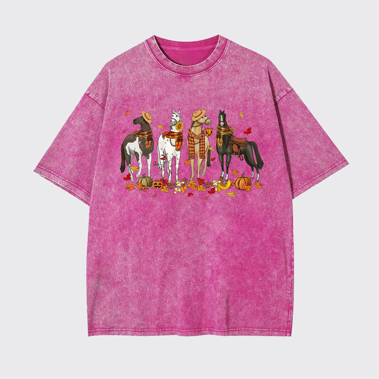  Halloween Ghost Horse Garment-dye Tees