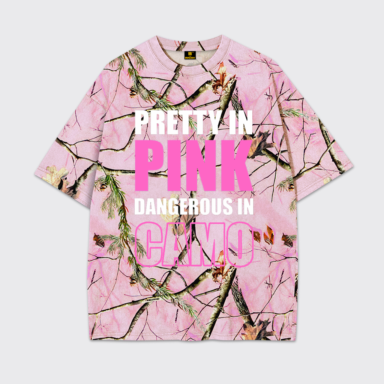 Pretty In Pink Dangerous In Camo Print Tees